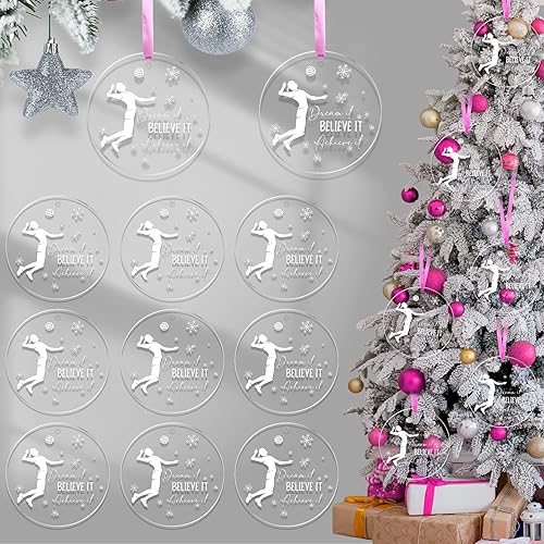 18 PIEZAS Adorno de Navidad de Voleibol Redondo de Acrílico Adorno Colgante de Jugador de Voleibol Adorno de Árbol de Navidad de Voleibol Créelo!