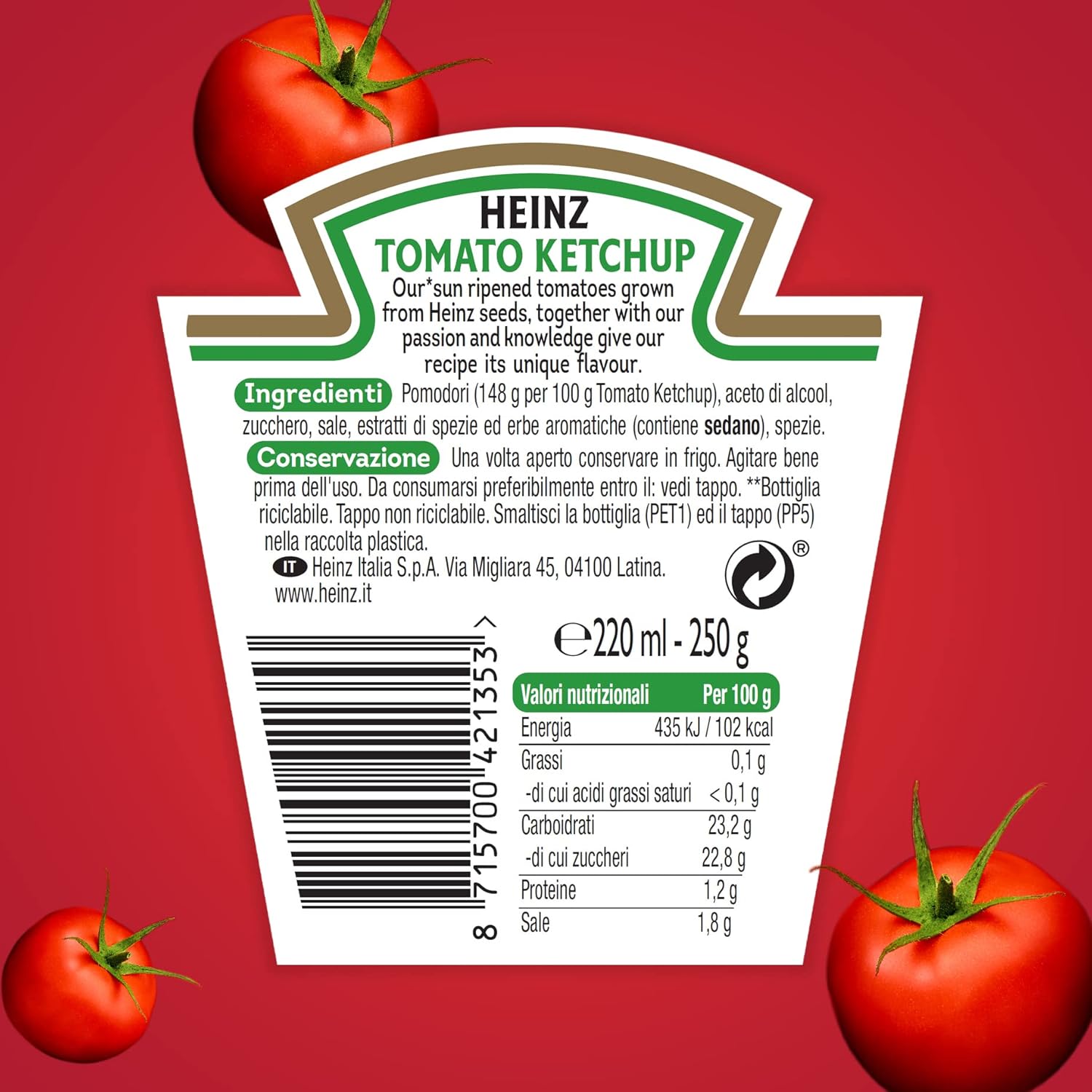 Salsa Heinz Tomato Ketchup 250g CLASSICO 250g SINGOLO - Immagine 3