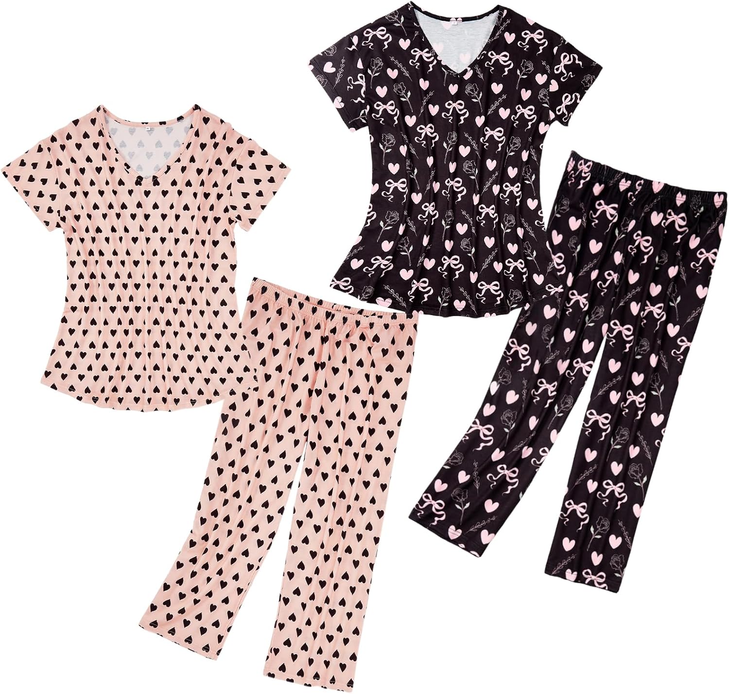 American Trends Womens Pajama Sets Cotton Blend Short Sleeve Sleepwear Soft Capri Pjs for Lounging Two Piece Set S-3XL - Image 3