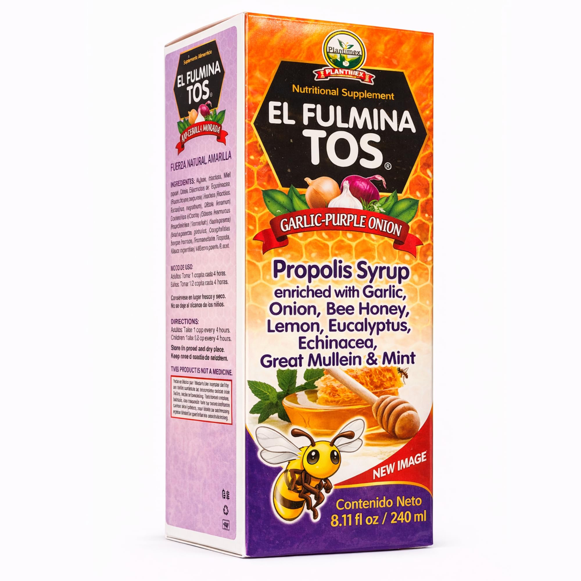 El Fulmina TOS All Natural Herbal Syrup with Garlic & Onion, Propolis, Honey, Lemon, Eucalyptus & Echinacea – Botanical Liquid Supplement, 8.11 fl oz (240 mL) — Amazon image 2