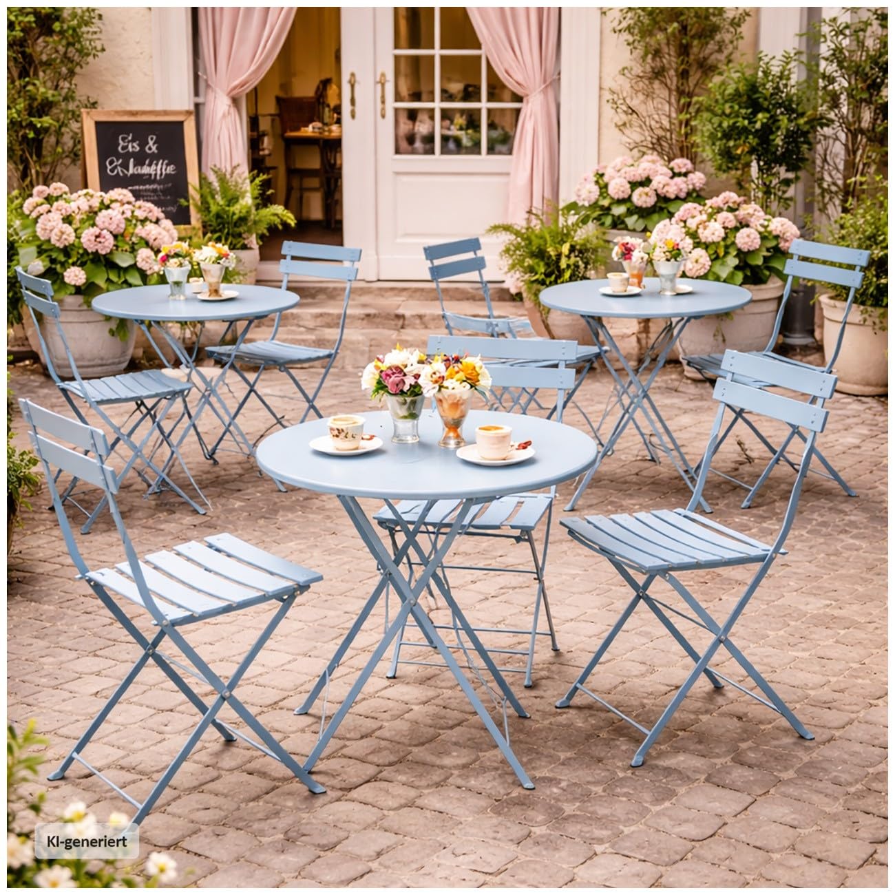 HTI living Gartenstuhl 2er-Set Basil Metall Blau