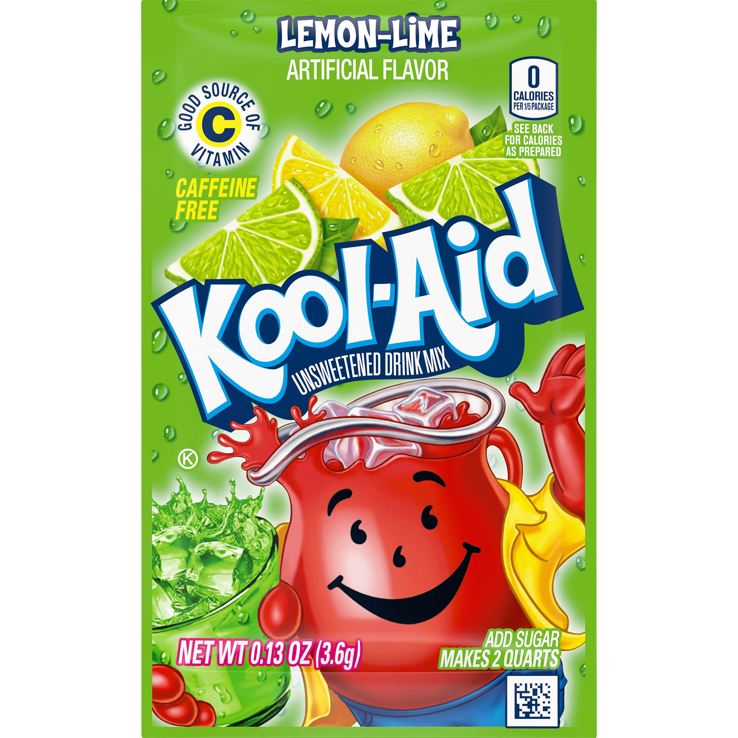 Kool-Aid Lemon-Lime Unsweetened Soft Drink Mix, 0.13-Ounce Packets (Pack of 96)