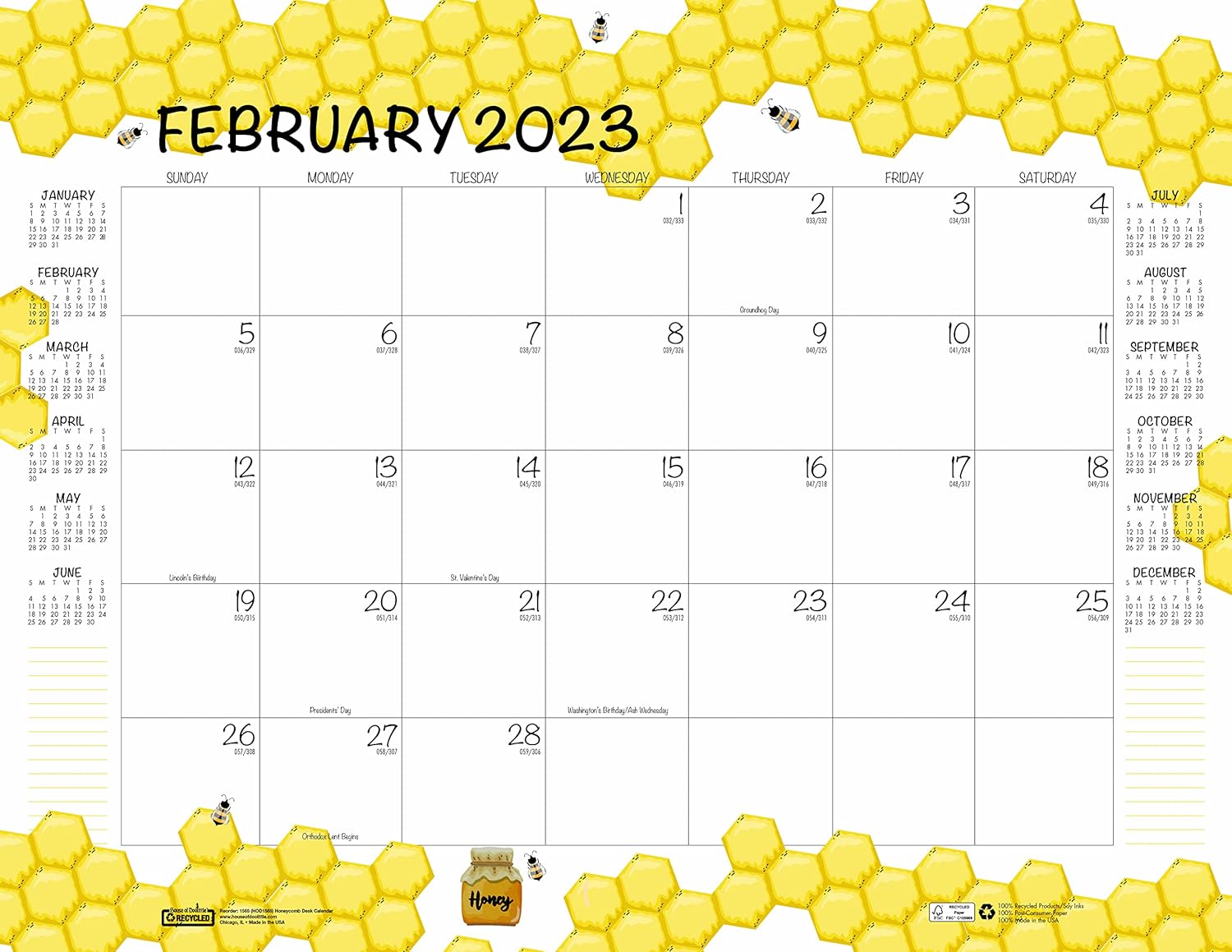 House of Doolittle 2022-2023 Monthly Desk Pad Calendar, Academic, Honeycomb, 22 x 17 Inches, August - July (HOD1565-23)