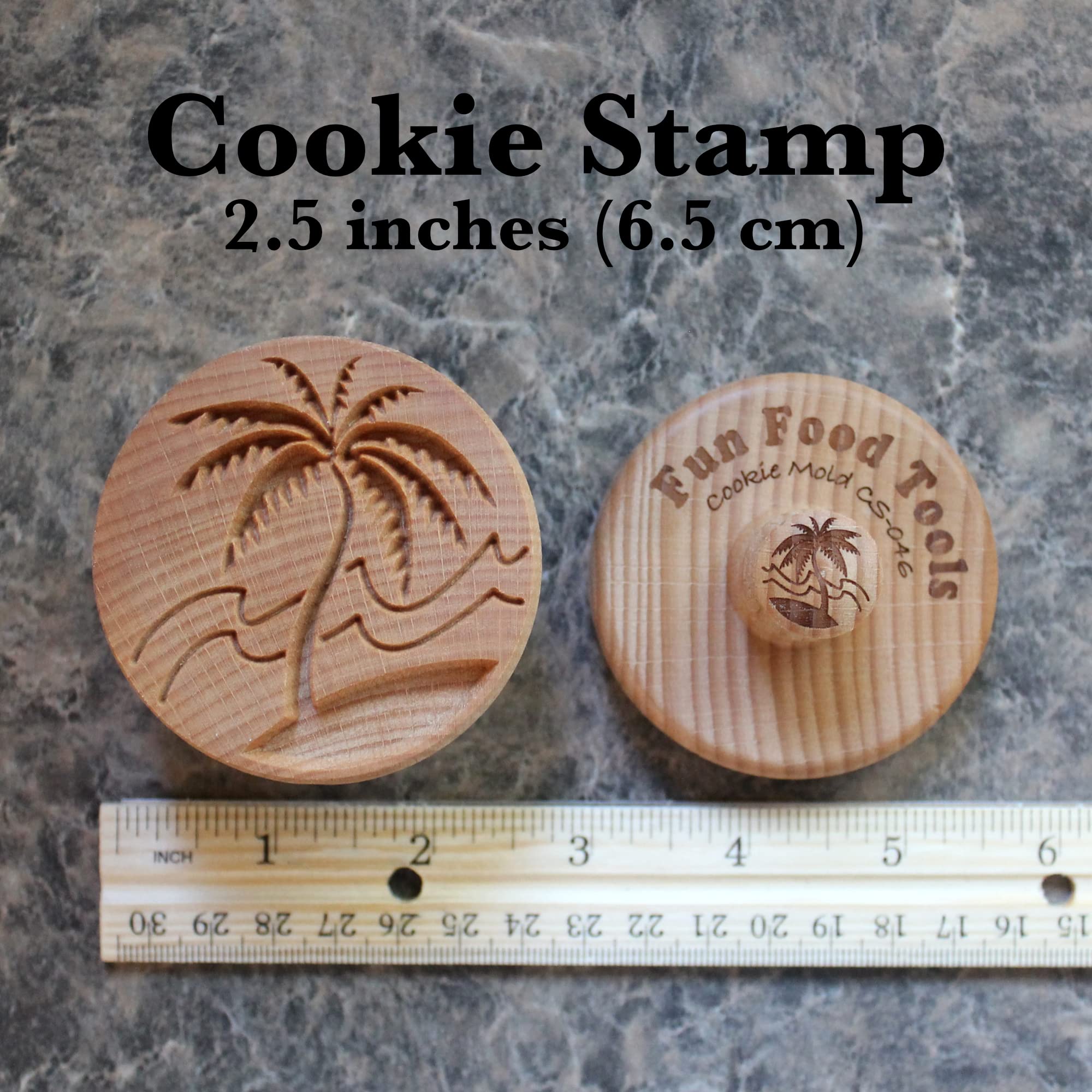 Tampon à biscuits en bois, 6,3 cm (Tropical Island CS-046)
