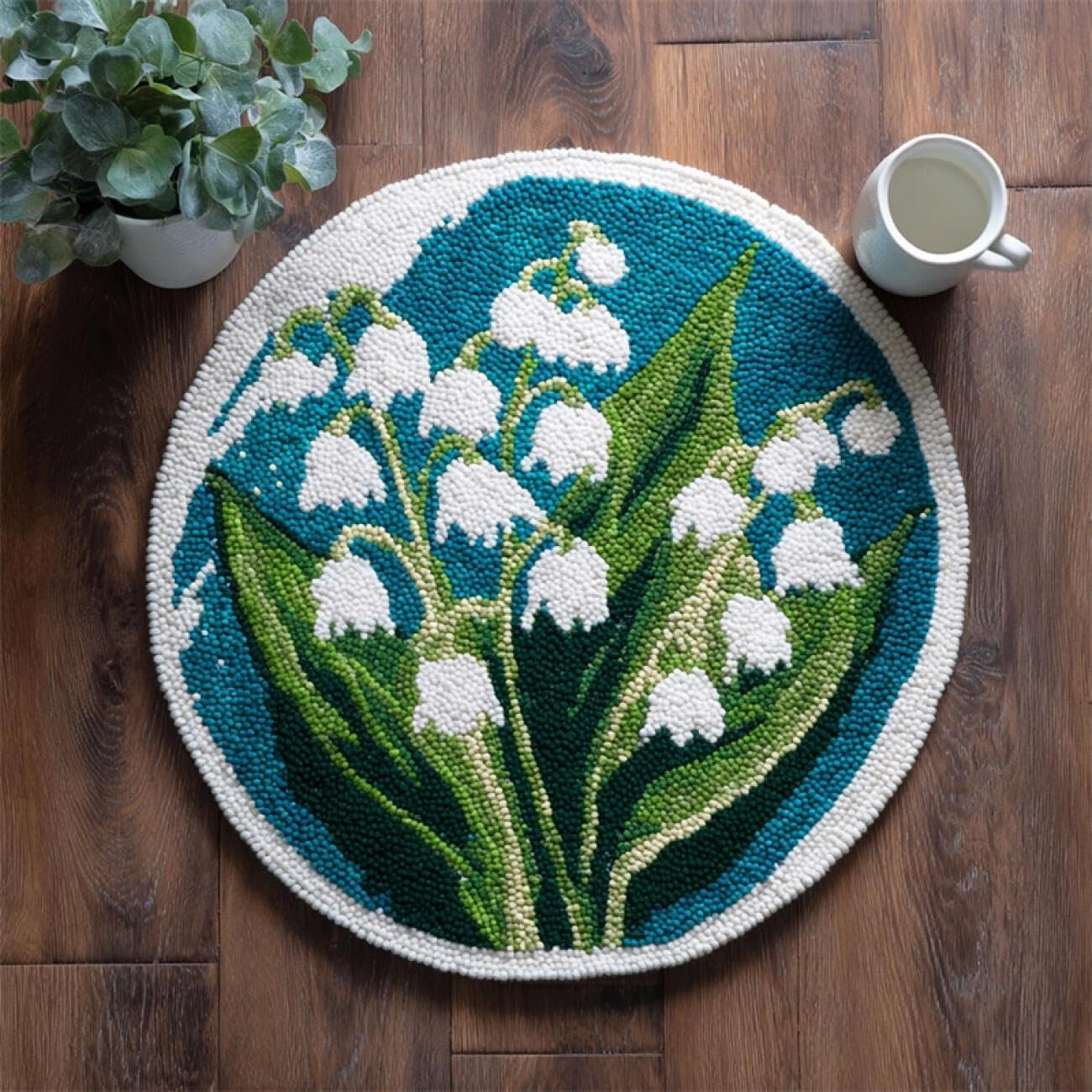 Kitquiver Tapestry Kits for Adults White Lily of the Valley 60x60cm