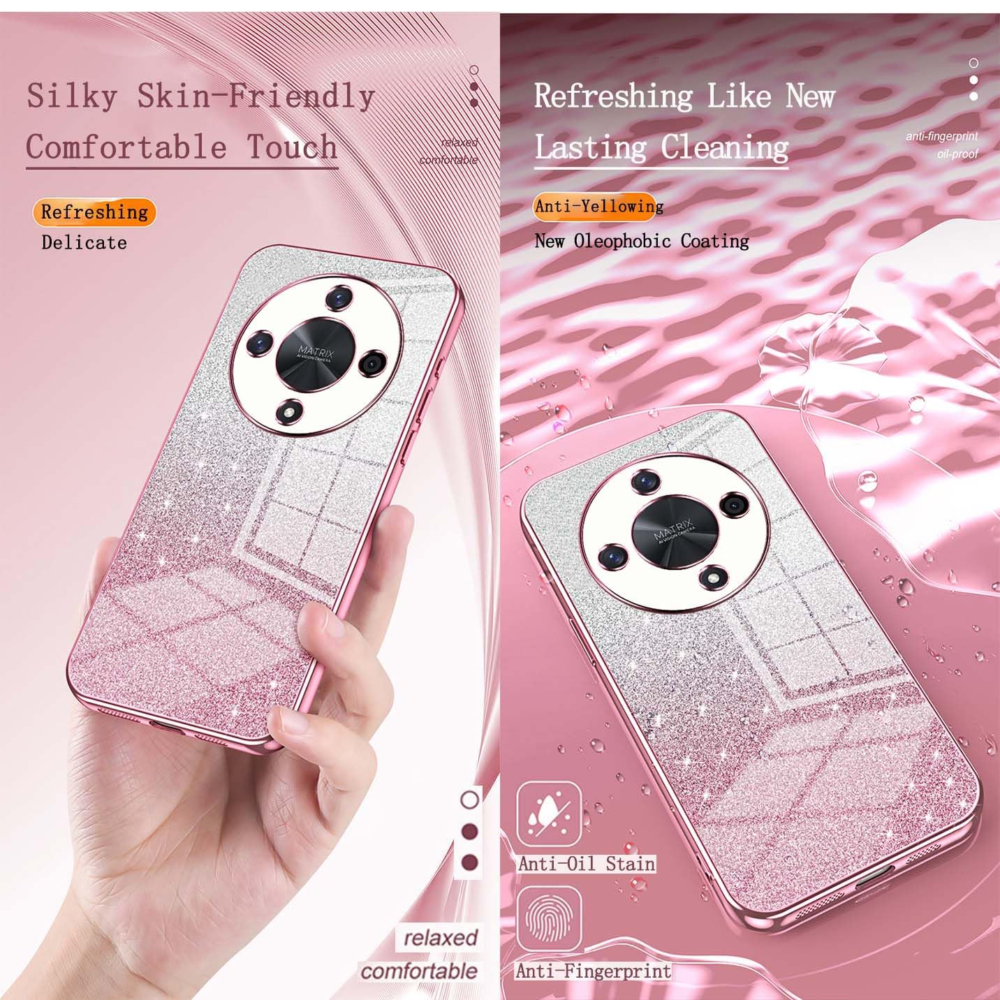 Custodia BORYA Per Honor Magic6 Lite / X9b / X50 - Morbida Silicone TPU Antiurto Con Airbag, Leggera E Antigiallo (Viola Chiaro)
