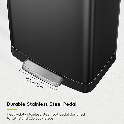 Miniatura 8 de EKO Hudson - Basurero de cocina de 50 litros/13.2 galones con tapa de cierre suave, cubo de basura de acero inoxidable, cubo de basura con