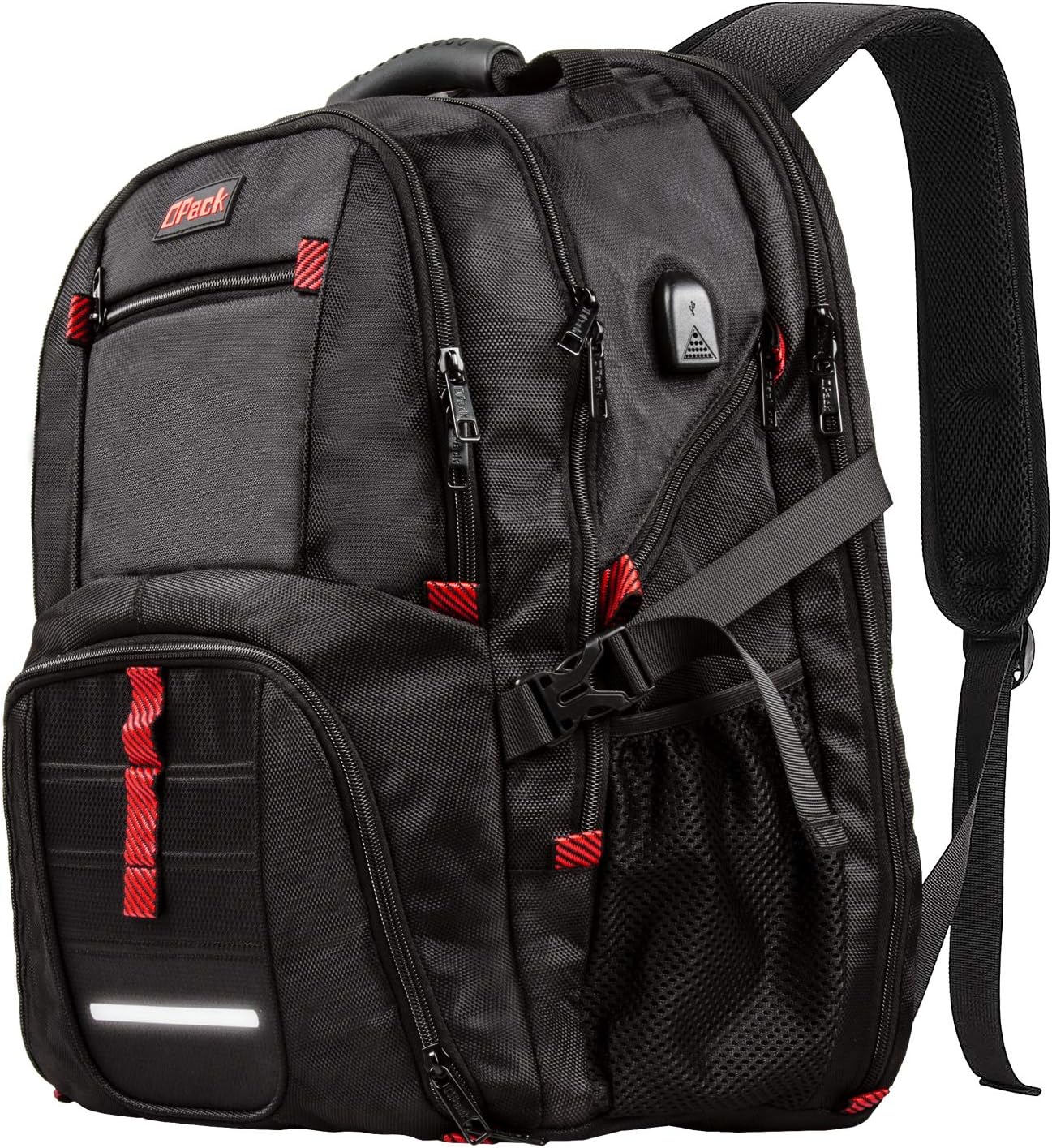 OPACKExtra Large Backpack,TSA Friendly Durable Travel Backpack with USB Charging Port/Headphones Hole, Anti theft&Secure, Water-Resistant Big Business College bag Fits 17" Laptop