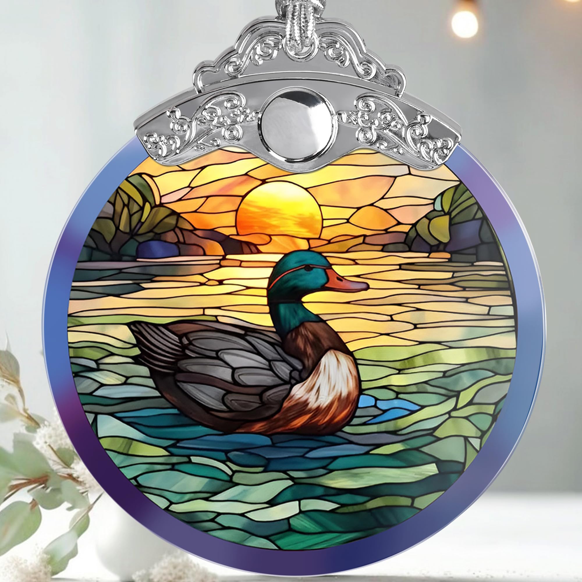 ステンドグラスパネル　コスモスとアヒル2点 1_0d5a9751eaa5f4122713517b0b12