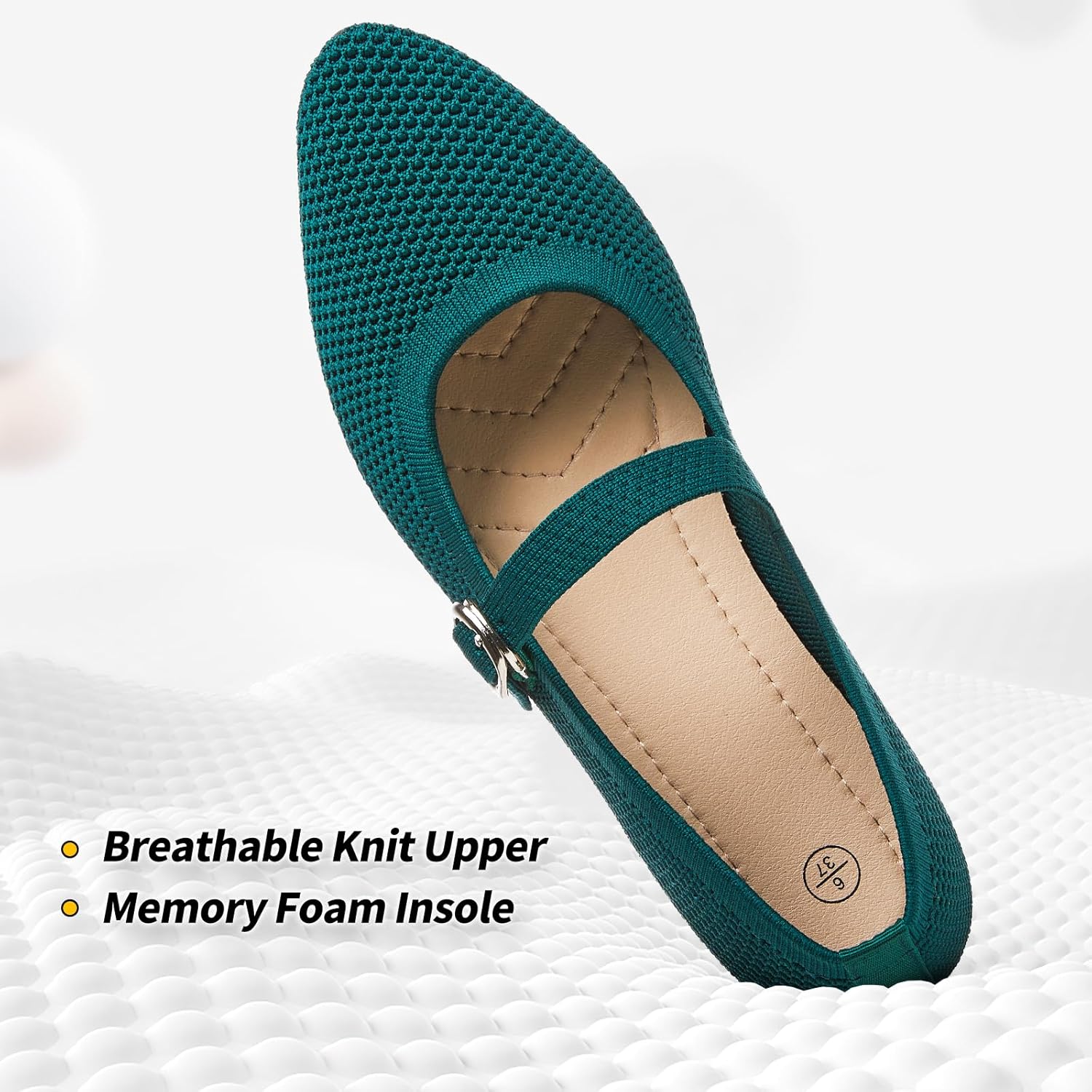 BABUDOG Mesh Ballet Flats for Women,Women's Mary Jane Flats with Buckle Strap,Black Nude Foldable Flats Shoes for Women,Comfortable Dress Shoes - Image 4