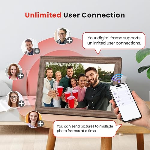 Miniatura 8 de Uhale - Marco de fotos digital de 32 GB de almacenamiento de 10.1 pulgadas con WiFi de madera, marcos de fotos electrónicos, ranura para tarjeta SD,