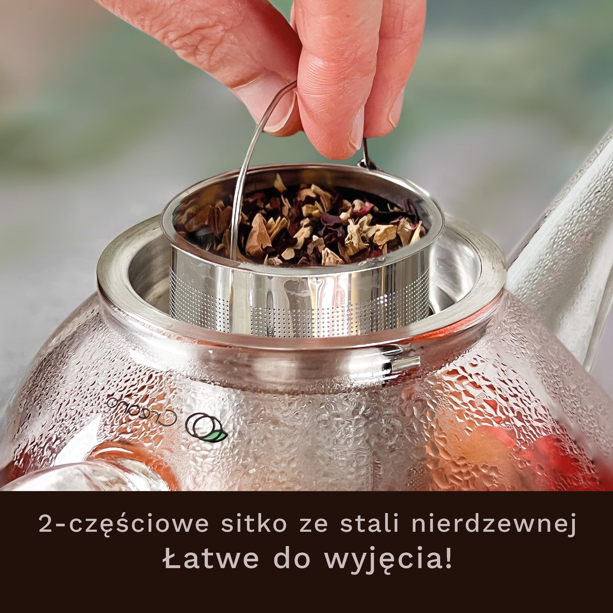Creano Dzbanek do herbaty ze szkła 1,2 l + podgrzewacz ze stali nierdzewnej – szklany dzbanek do herbaty ze szklanym sitkiem i pokrywką – idealny do przygotowywania herbaty sypkiej – 100% niekapiący