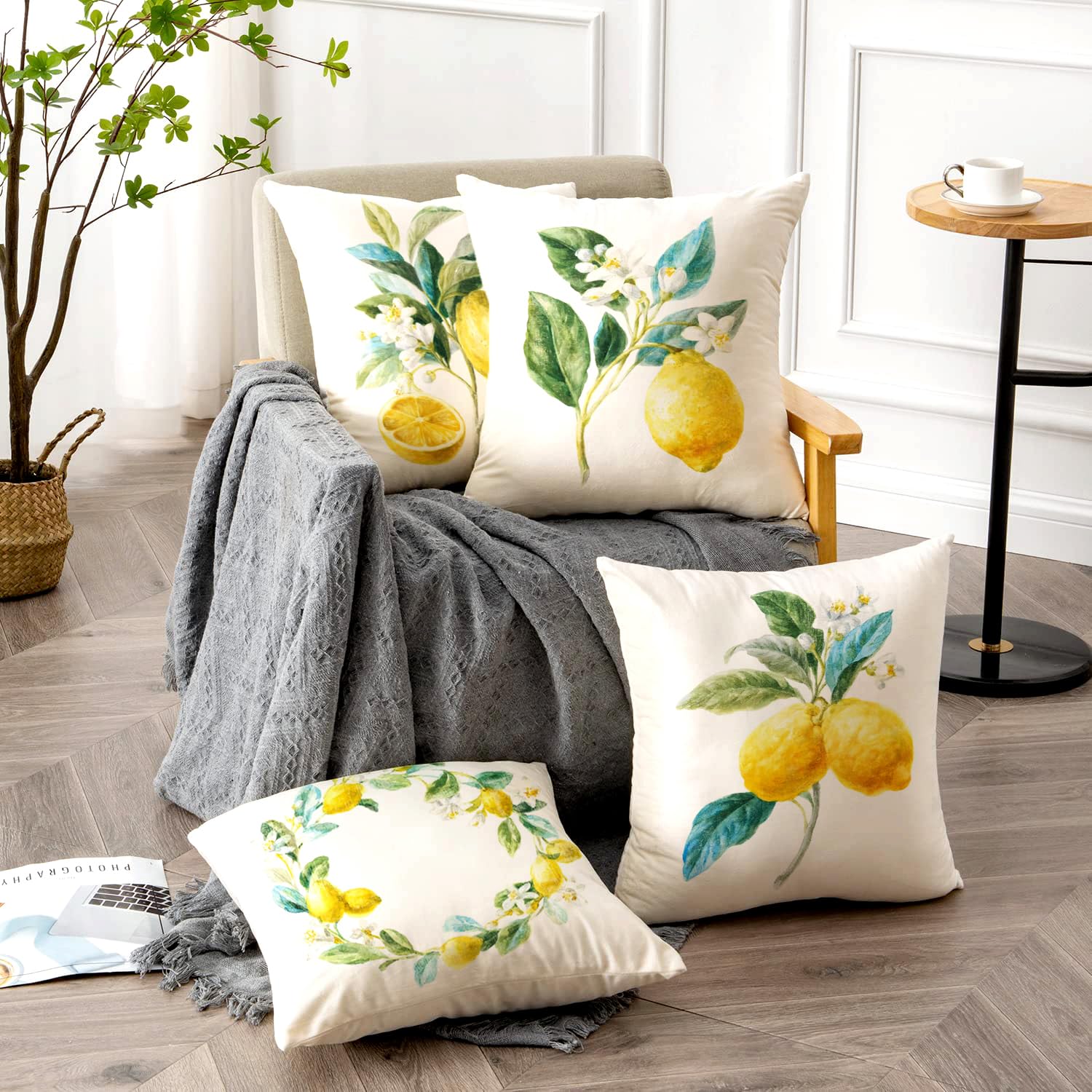 Kevin Textile Lot De 2 Housses De Coussin Modernes, Décoratives Et Imperméables Pour Extérieur, Terrasse, Canapé, Banc, 40,6 X 40,6 Cm, Motif à Rayures, Bleu Clair