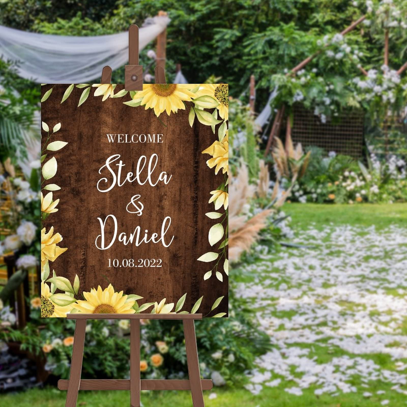 Panneau bienvenue mariage personnalisé pour réussir une décoration d'entrée rustique