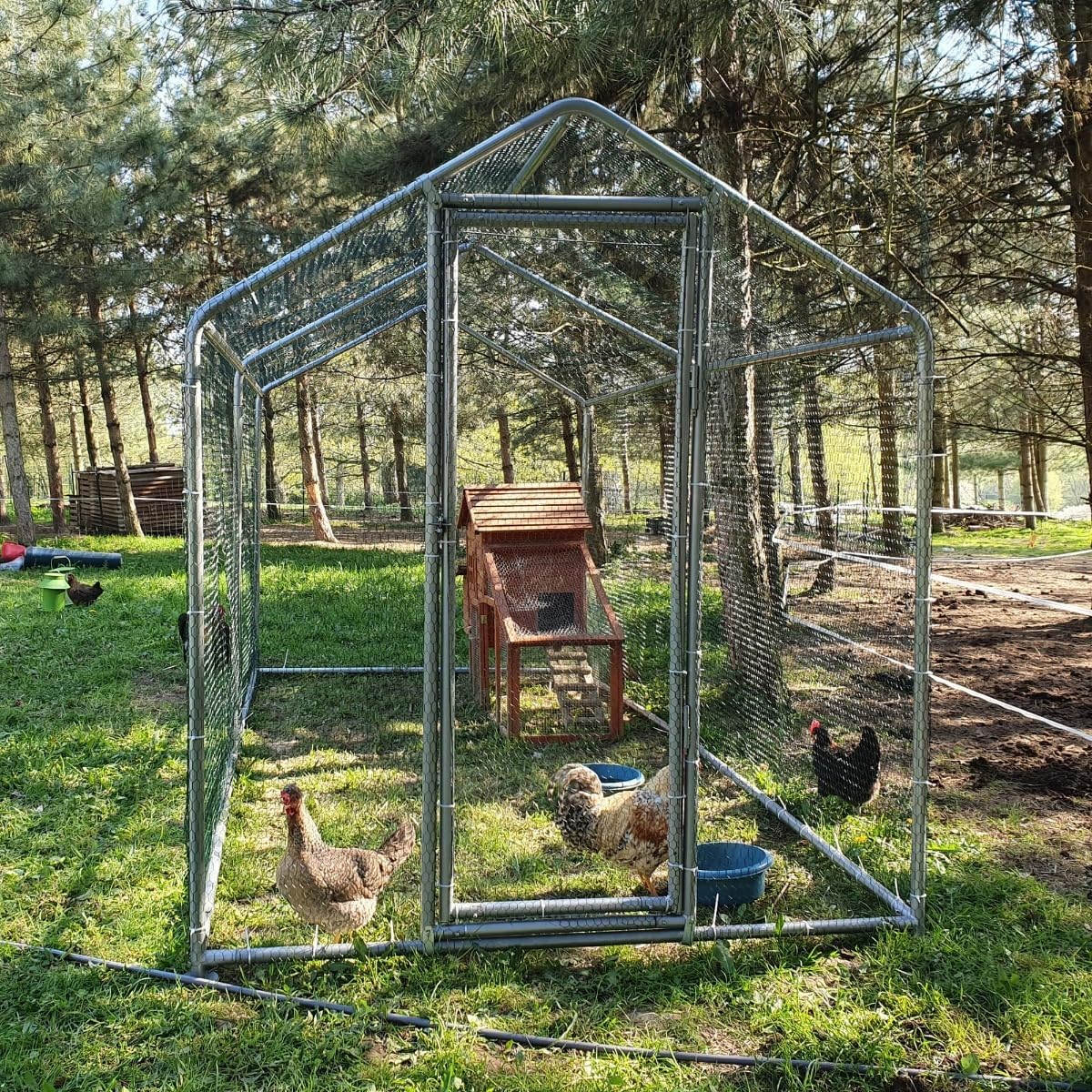 Enclos gallinero 8 m2 tubos 32 mm H2,25 m – Parque de rejilla reforzada 4 x 2 m – Acero galvanizado.
