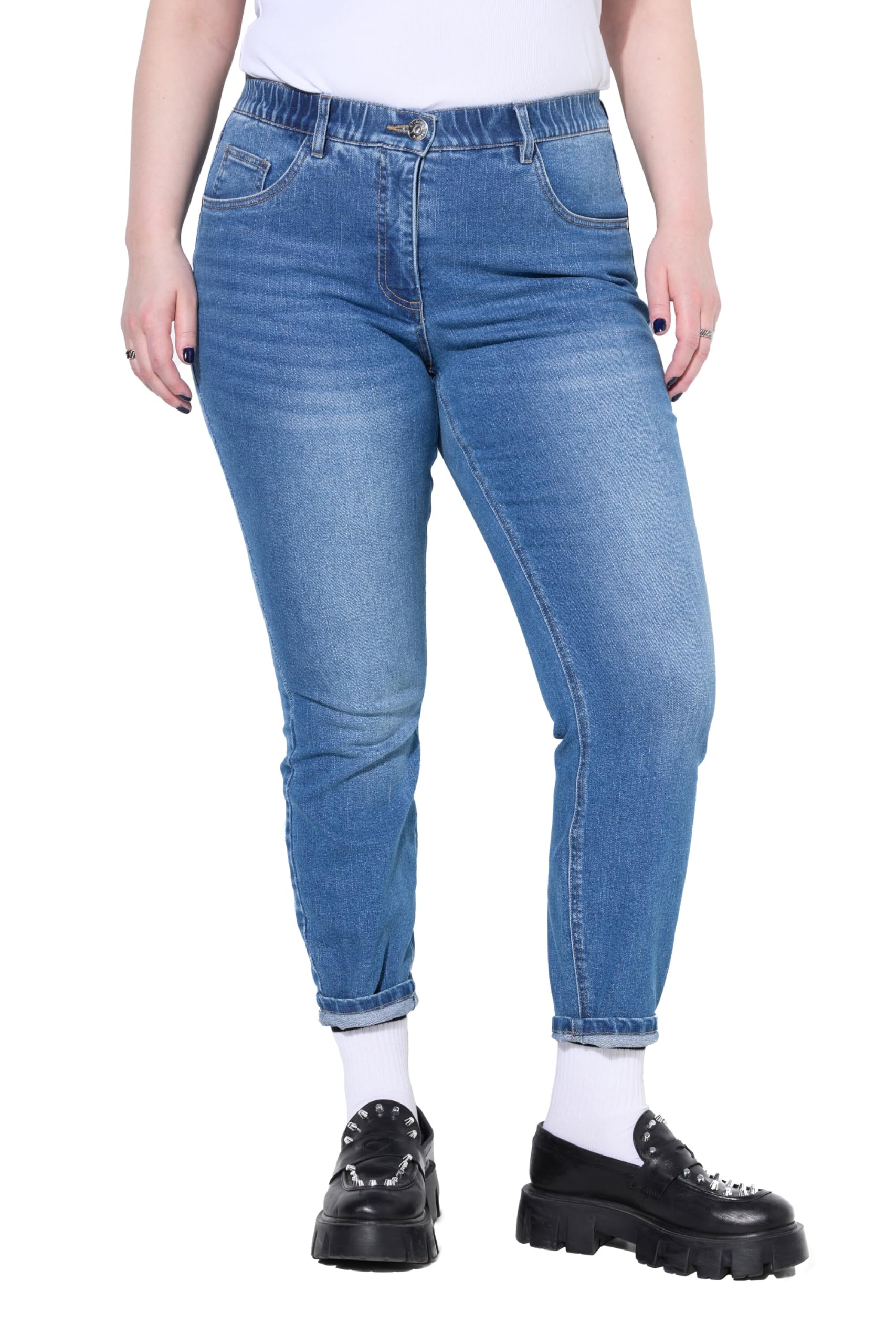 Studio Untold Damen große Größen Übergrößen Plus Size Skinny-Jeans, High Waist, Washing-Effekt, 5-Pocket 840932