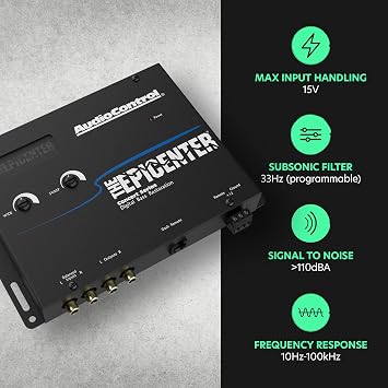 AudioControl The EPICENTER Concert Series Digital Bass Booster Restoration Processor w/ACR-1 Dash Mount Remote Control & Stinger 3ft 2-Channel OFC RCA Stereo Interconnect for Car Audio Systems