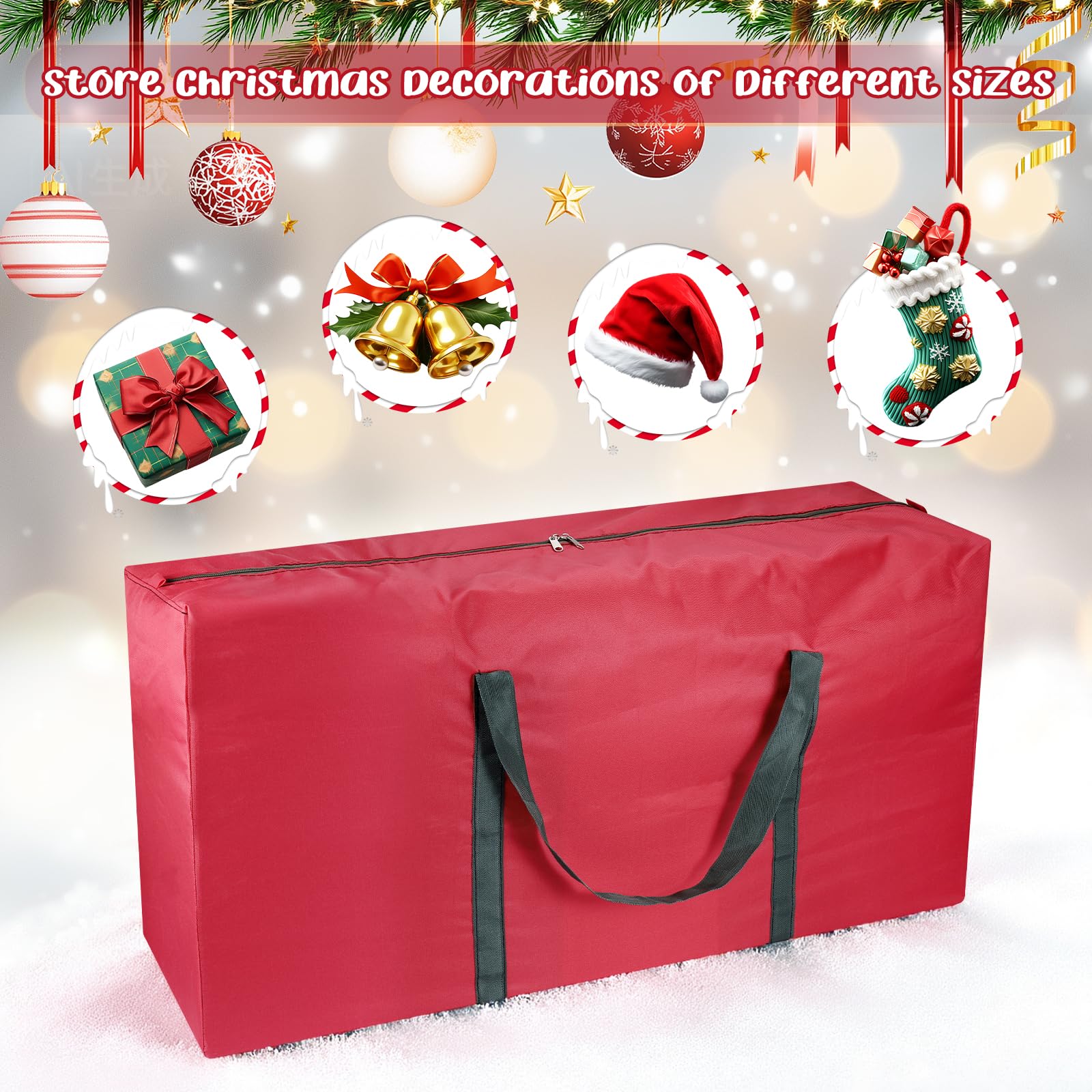 Borsa per albero di Natale - Borse per albero di Natale per famiglie 3.2 piedi - Borsa per albero impermeabile e resistente in tessuto Oxford - con manici rinforzati