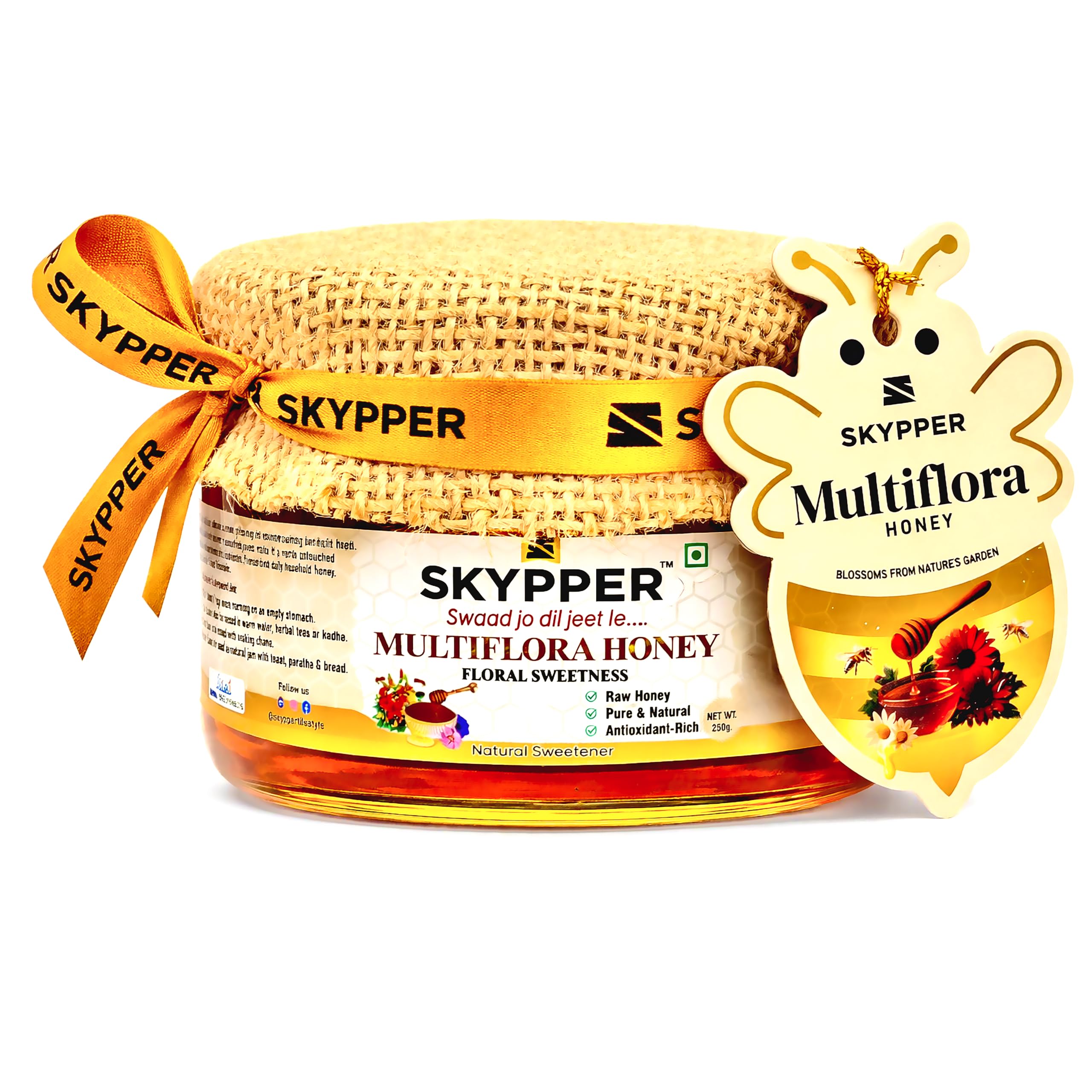 Skypper Multiflora Honey 250g | Pure & Natural | Rich Aroma & Balanced Sweetness | Loaded with Enzymes, Minerals & Antioxidants | Daily Health Tonic | Food-Grade Glass Jar (250 Gram, Multiflora honey)-image-25