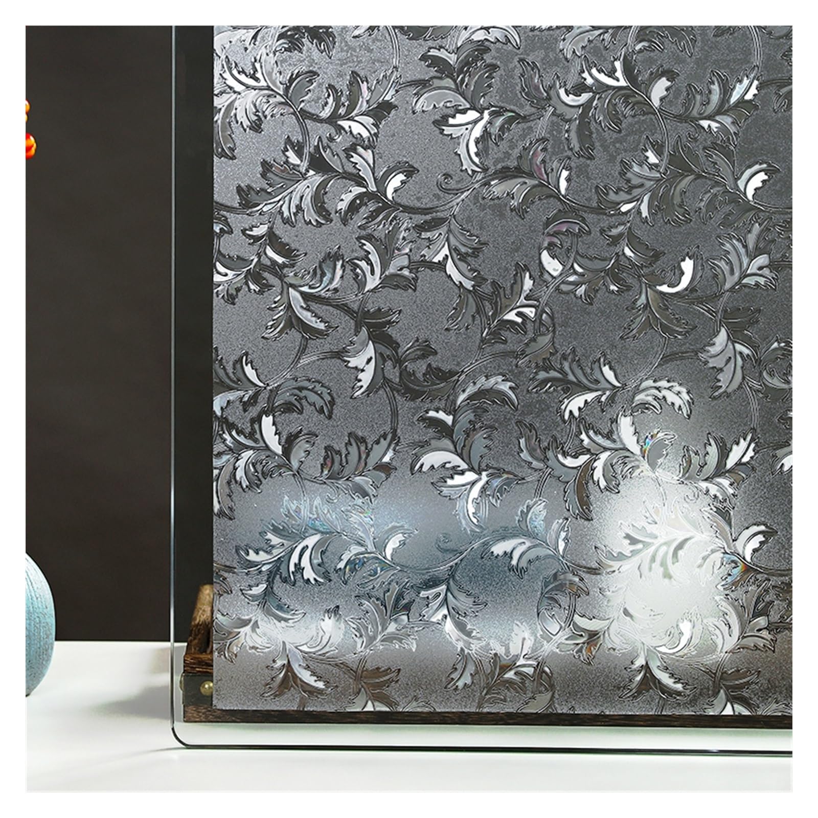 Película de vidrio para ventana, película de cortina de vinilo 3D, pegatina estática no adhesiva para ventana, control de calor, puerta de vidrio anti-UV para decoración de oficina en casa (15 #, 45 x