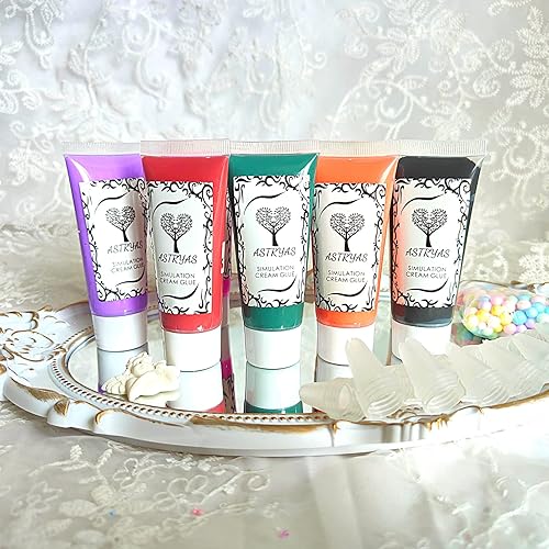 Miniatura 28 de ASTRYAS Juego de 9 adhesivos de imitación de 1.76 oz de crema batida falsa, pegamento de arcilla para decoración de cristal con boca de decoración