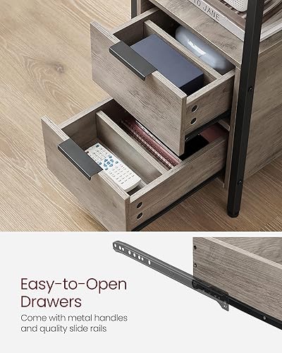 Miniatura 7 de VASAGLE Mesa auxiliar con estación de carga, mesita de noche delgada con 2 cajones, mesita de noche estrecha para sala de estar, espacios pequeños,