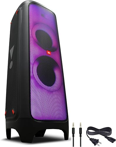 JBL PartyBox 1000 Altavoz inalámbrico Bluetooth de 1100 W de alta potencia (JBLPARTYBOX1000) + cable auxiliar + paño de microfibra