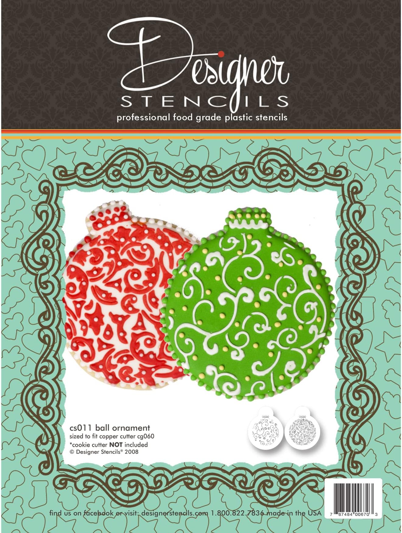 Christmas Ball Ornament Cookie Set (no cutter) by Designer Stencils