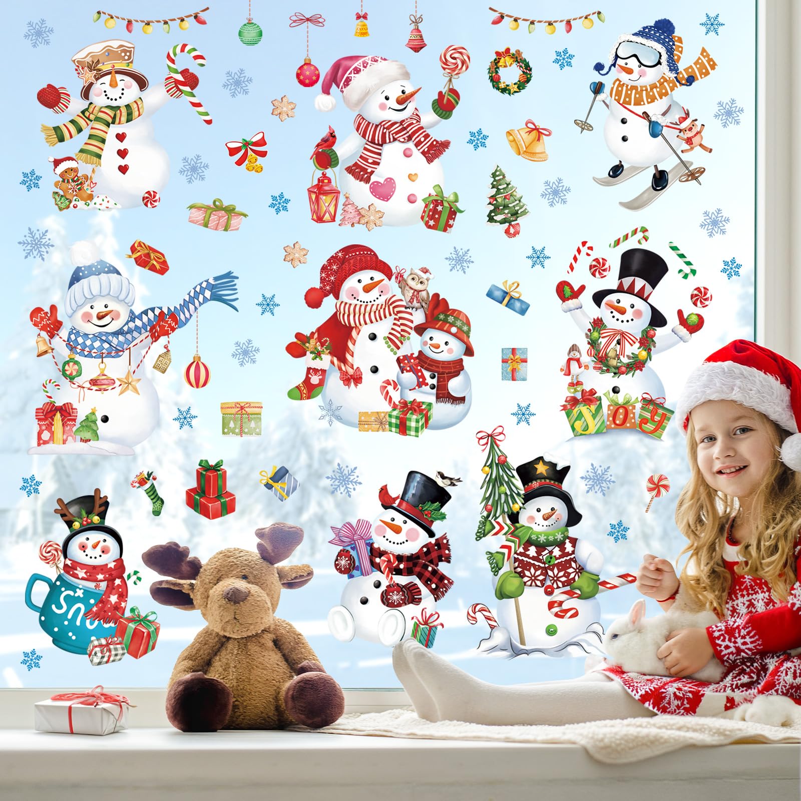 Lot De 2 Autocollants Statiques En Forme De Flocon De Neige Pour