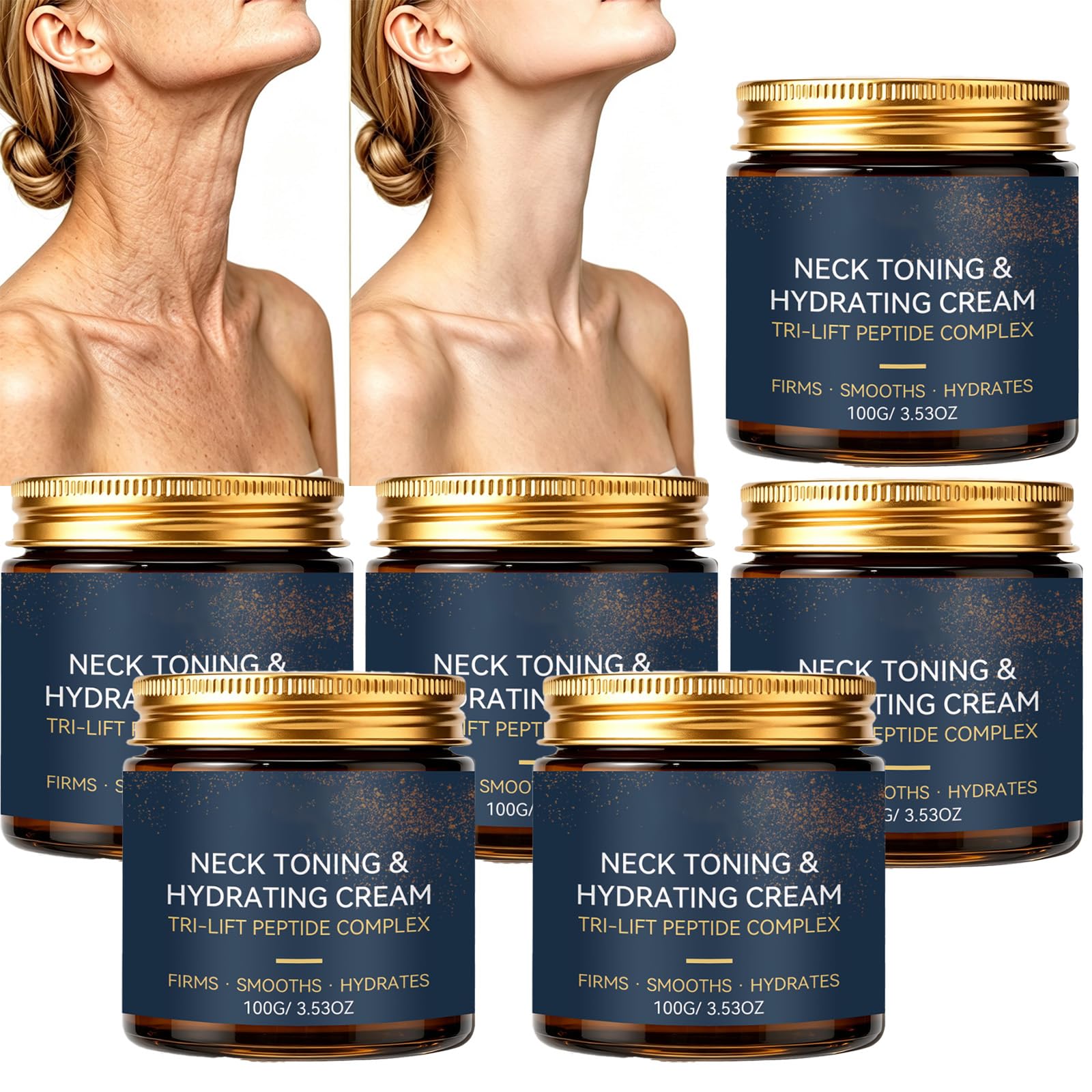 Crema antiedad para el cuello para pieles maduras: hidratante reafirmante con péptidos, tonifica y reafirma el cuello, reduce visiblemente las arrugas profundas y la textura flácida. (6pcs)