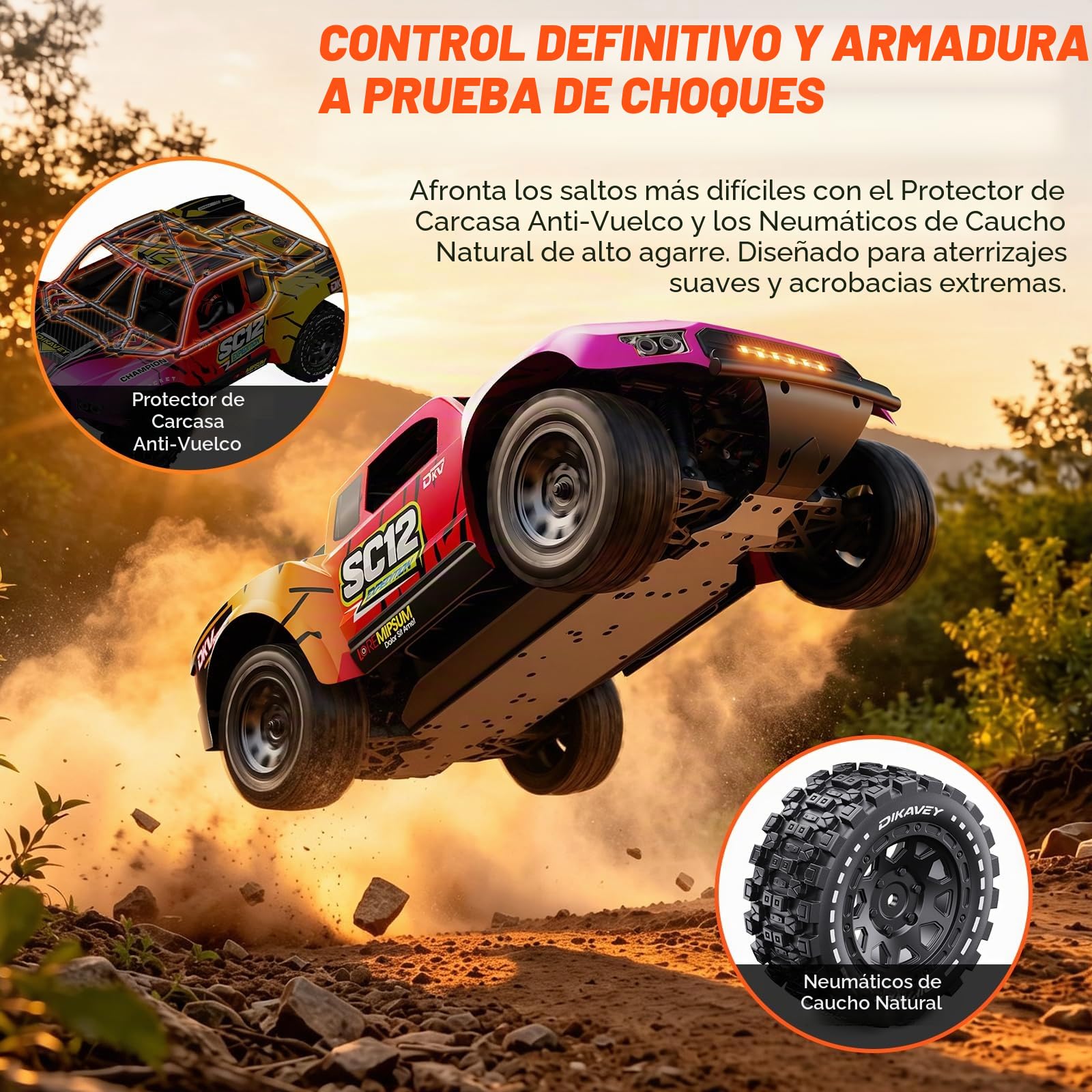 Coche teledirigido sin escobillas 1/12 RTR,más de 70 km/h, 4WD, camión RC de Pista Corta, Coche RC de Drift para Aficionados, 3S 2200 mAh, neumáticos Todoterreno, Apto para Adultos - Rojo
