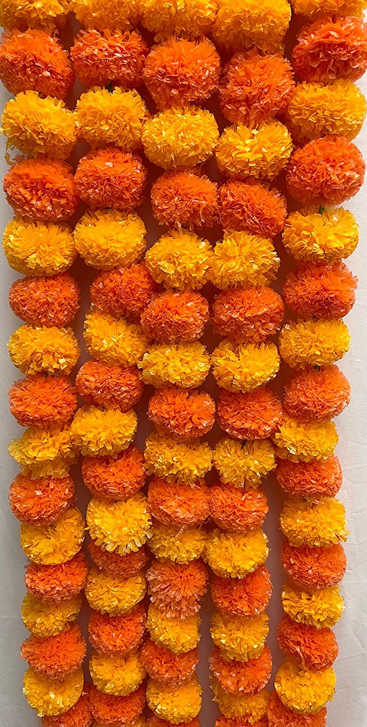 Guirlande fleurs calendula artificielles pour decoration durable sans entretien