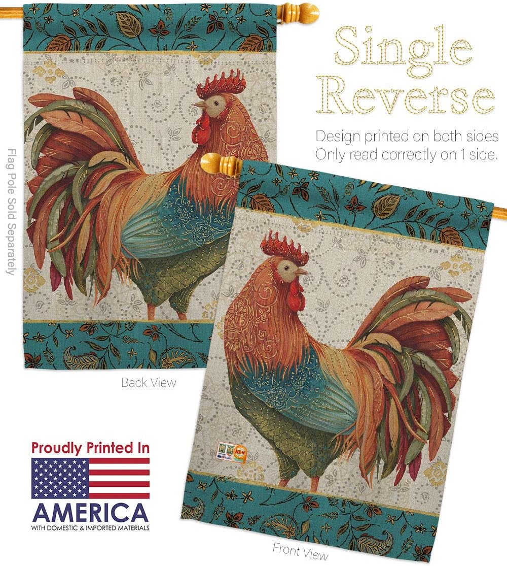 Rooster Spice House Flag Eagle Set Animals Barnyard Animal Cow Horse Farmhouse Pet Nature Farm Creature Small Decorative Gift Yard Banner Made In USA 28 X 40