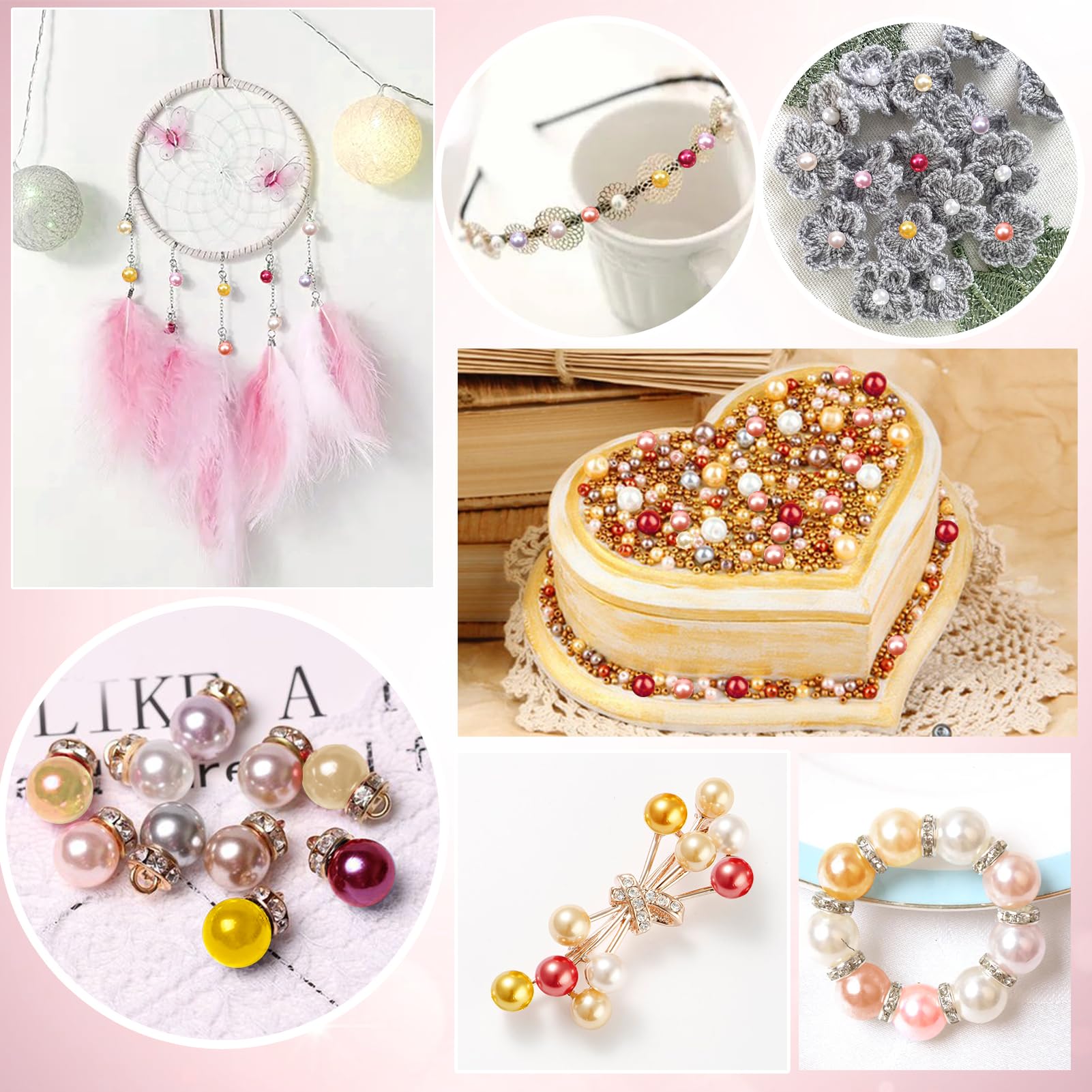 TOAOB 500 Pièces Colorées Perles en Verre Ronde 6mm avec Aiguilles Enfilage Facile Pour Fabrication de Bijoux Bracelet Spacer Artisanat Collier