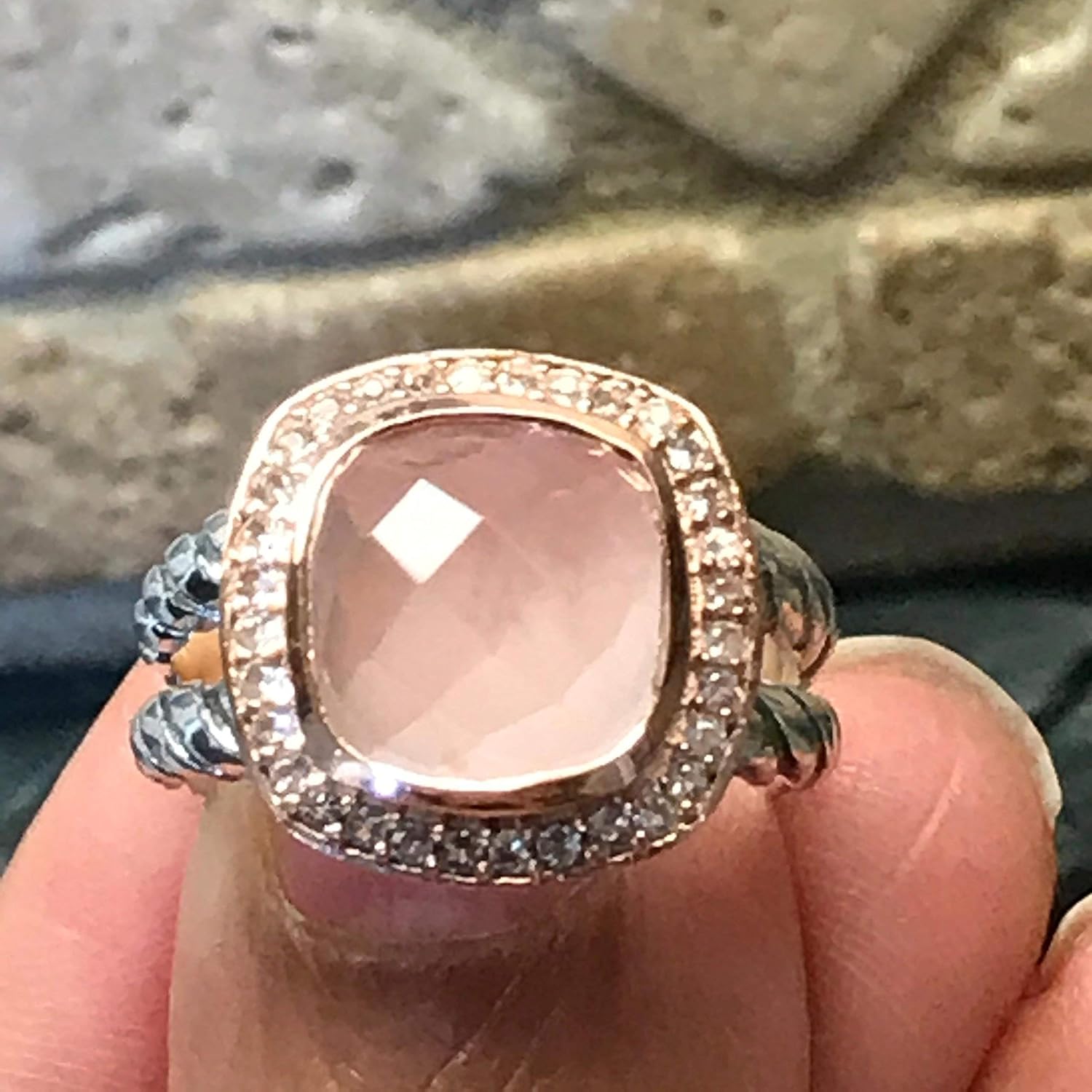 Natural Pink Rose Quartz 14k Rose Gold, 925 Sterling Silver Ring Size 6, 7, 8, 9