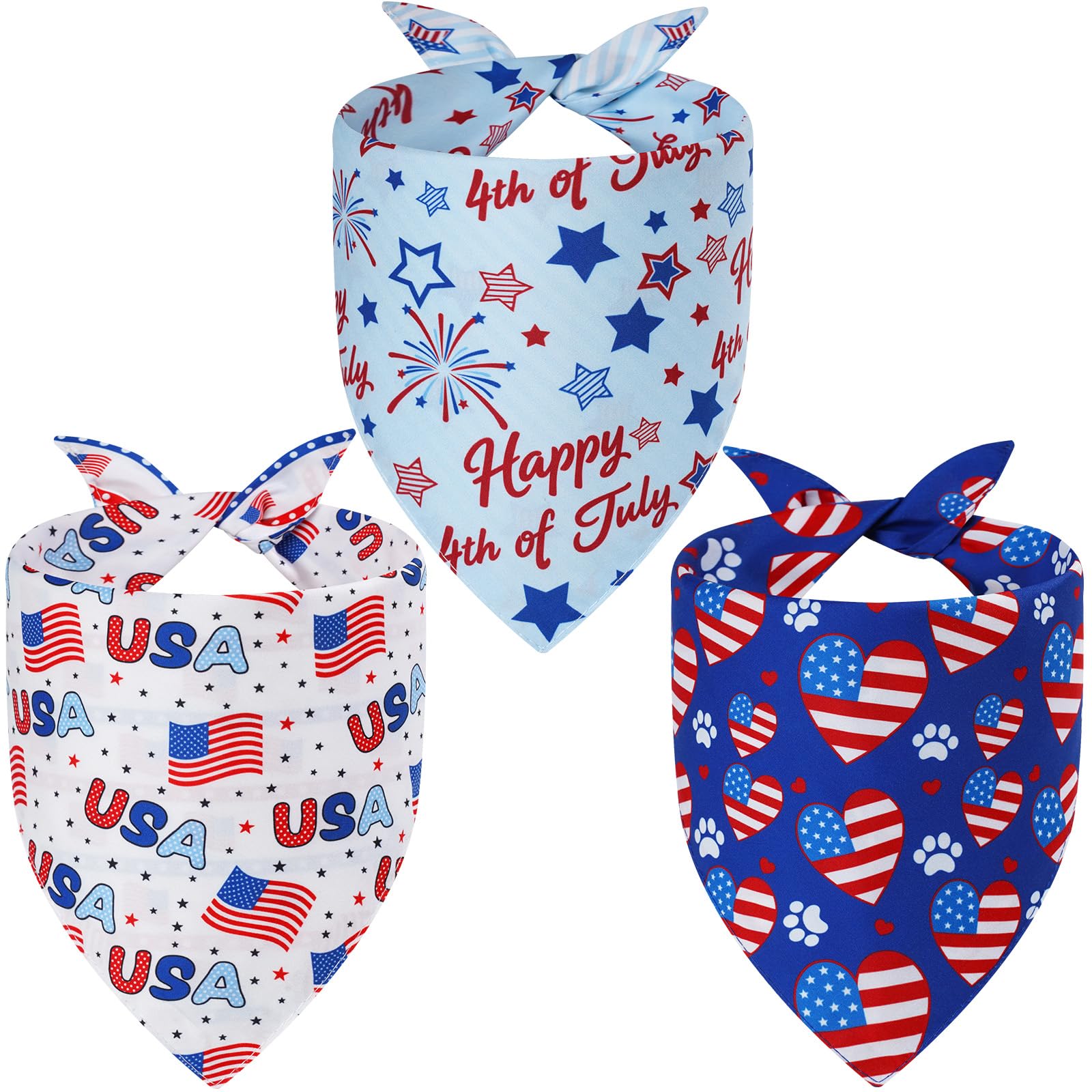 Agroon 4th of July Dog Bandanas Large 3PCS - apparel and accessories | Mubboo