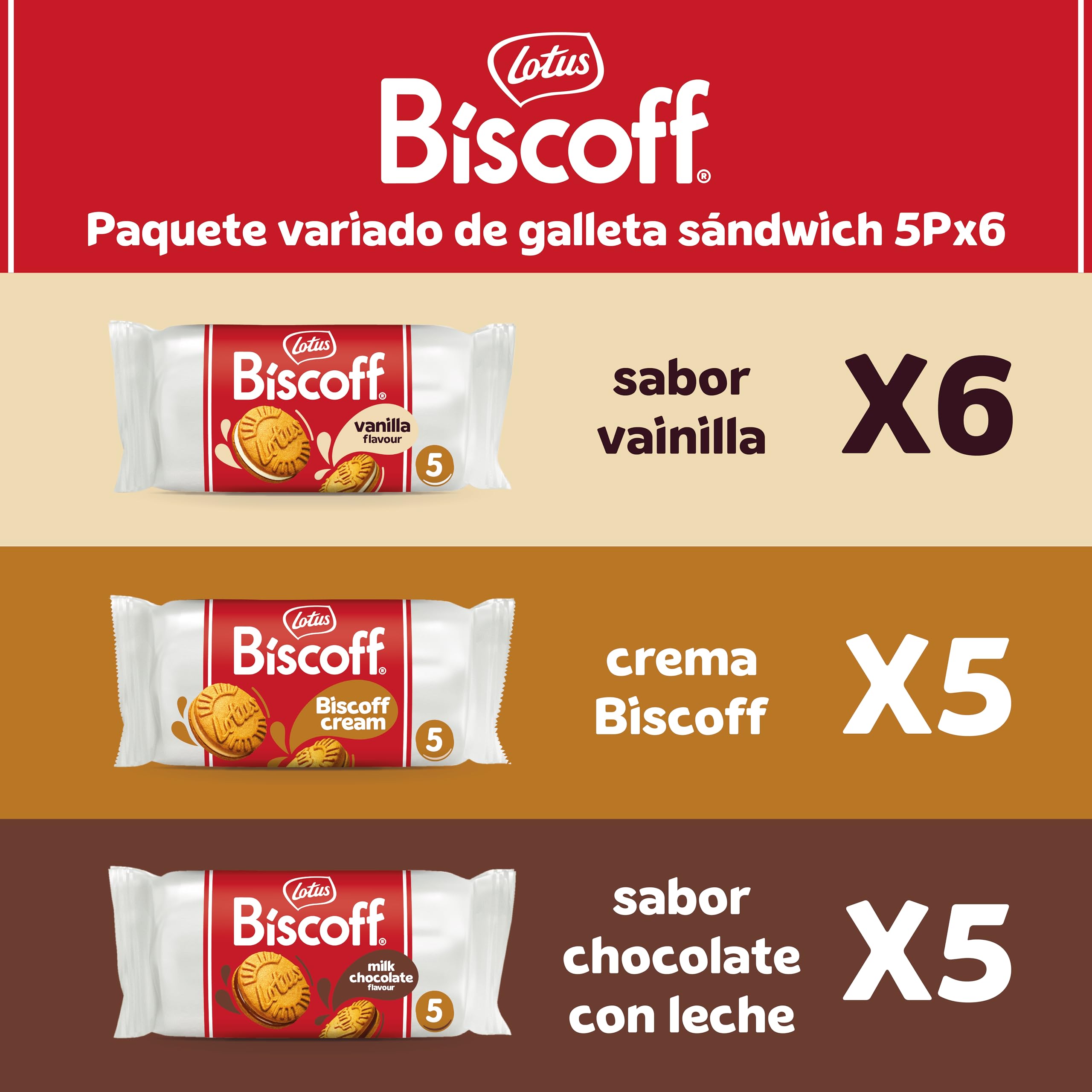 Lotus Biscoff Paquete Variado Galleta Sándwich 3 Sabores 16 x 50g 800g