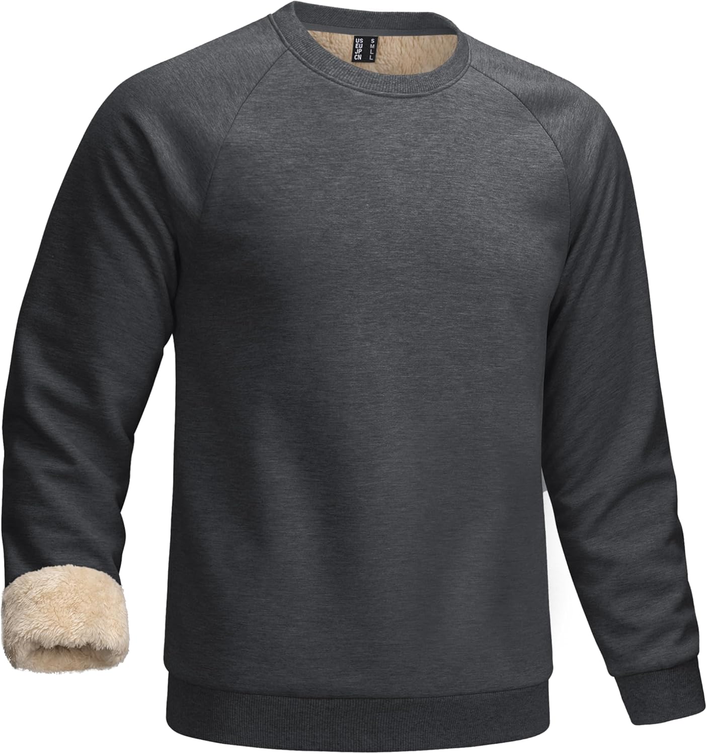 Cavva Mens Sweatshirt Sherpa Lined Long Sleeve Shirts Warm Thick Fleece Crewneck Pullover Thermal Tops Winter