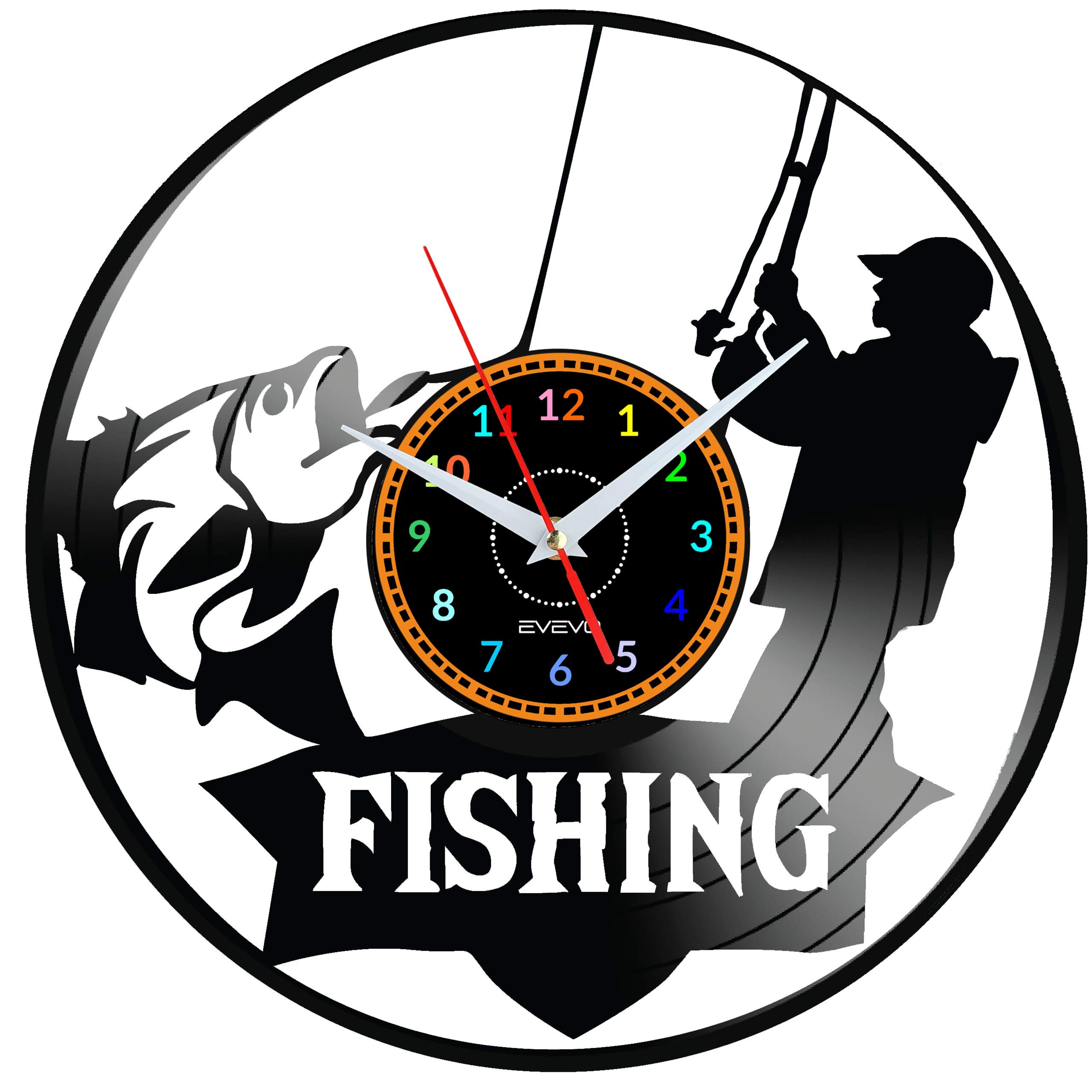 Horloge murale pêche silencieuse pour déco murale sans bruit W1443