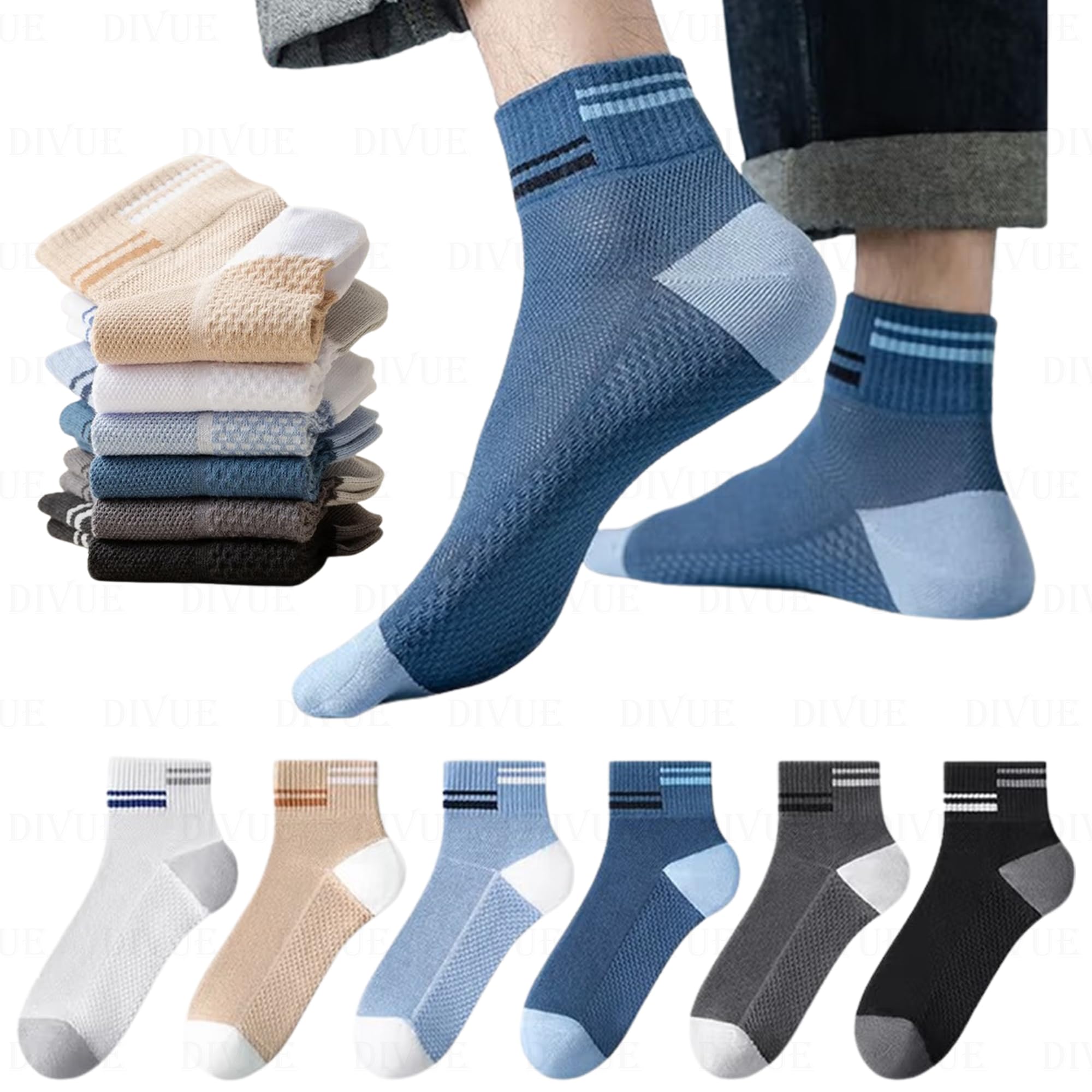 Cotton Ankle Length Socks for Men & Women Free Size – Pack of 6 Soft, Breathable, Comfortable Everyday Socks – Ideal for Running, Gym, Office & Casual Wear
