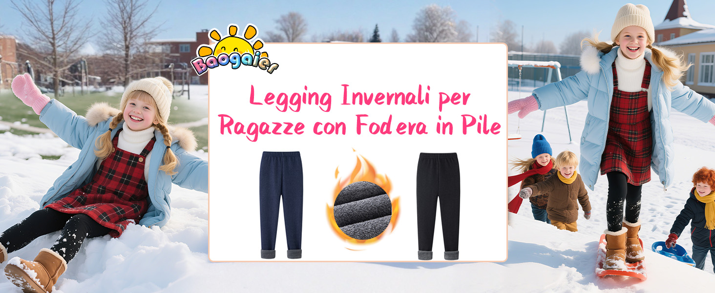 Leggings Termici Invernali Per Bambini MEDOLY (Confezione Da 2) - Foderati In Pile - 3