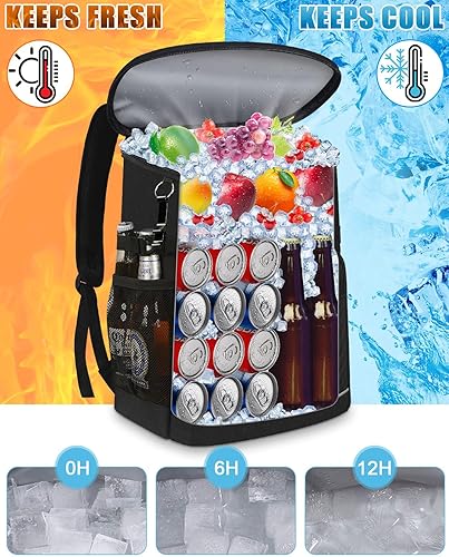 Miniatura 10 de Mochila térmica aislada a prueba de fugas, impermeable, bolsa enfriadora de 3045 latas, gran capacidad, ligera, para viajes, camping, playa,