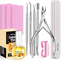 Morgles 13-Pc Nail File & Buffer Set with Milk & Honey Cuticle Oil - Professional Manicure Kit, Cuticle Trimmer Tools for Women