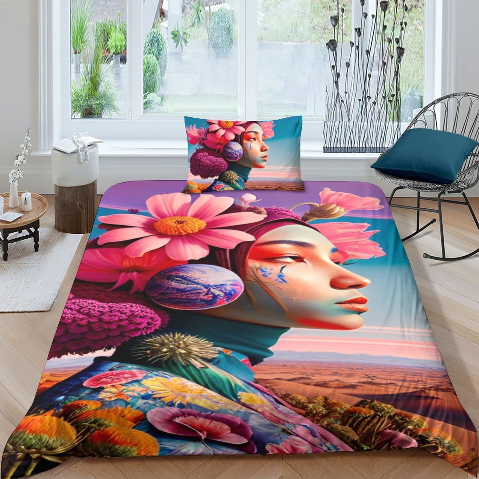 Parure de lit de en microfibre Colorful Girl pour illuminer la chambre ado single