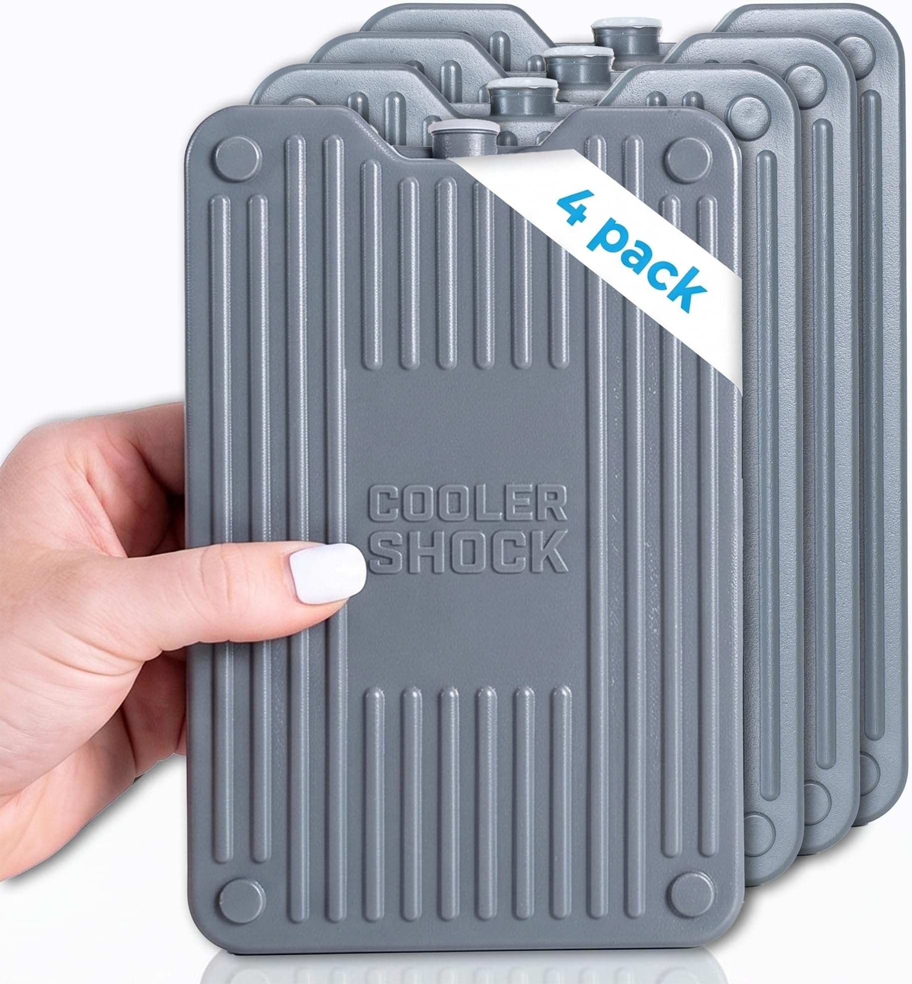 Cooler Shock Ice Packs for Cooler, Reusable, Long Lasting, Cold Freezer Packs for Coolers, Lunch Bags & Totes to Keep Food Fresh