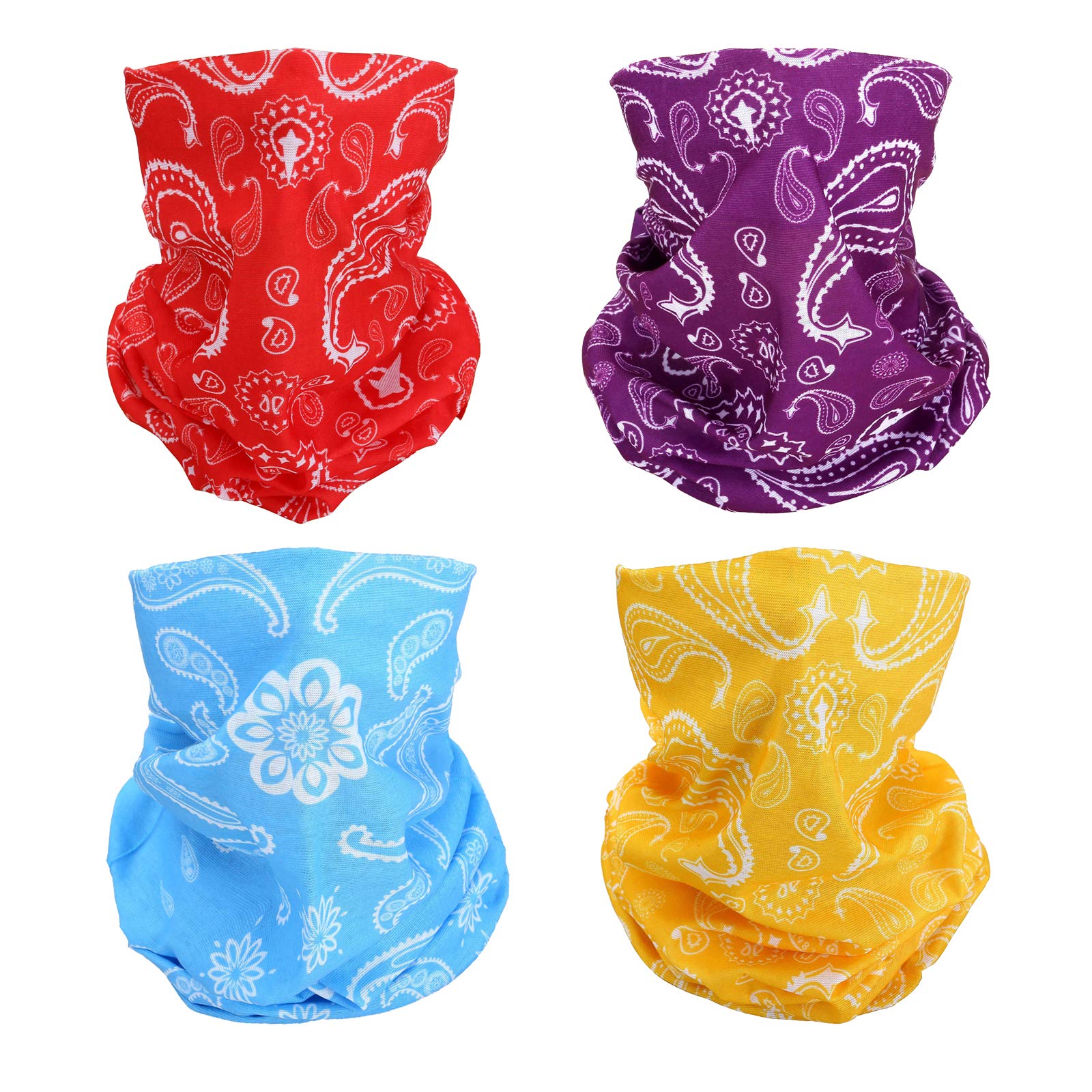 Smehcf Men's 4X Konjac Flower Color Mask 4 Cashew Flower Headband Bandana Balaclava Half Face Mask Shield Head Hair Scarf Neck Gaiter Hat Multipurpose For Wo Breathable Reusable Washable Red Purple Blue Yellow