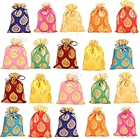 Vista 22 de Touchstone Preciosas bolsas de envoltura de regalos reutilizables, ecológicas, grandes con cordón, estampado de hojas de ficus para cumpleaños