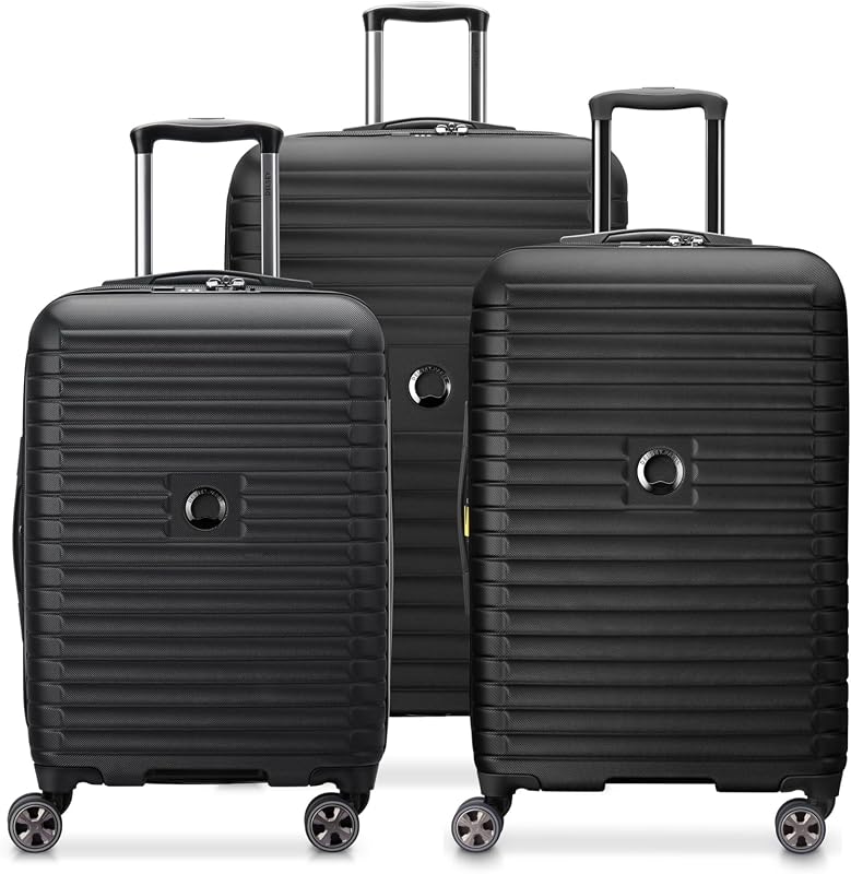 DELSEY PARIS Cruise 3.0, juego de equipaje de 3 piezas (20/24/28 pulgadas), negro | valija Ampliables, Ligeras 100% Policarbonato, Ruedas Giratorias de Doble Densidad, Puerto USB, Indicador de Sobrepeso, Candado TSA