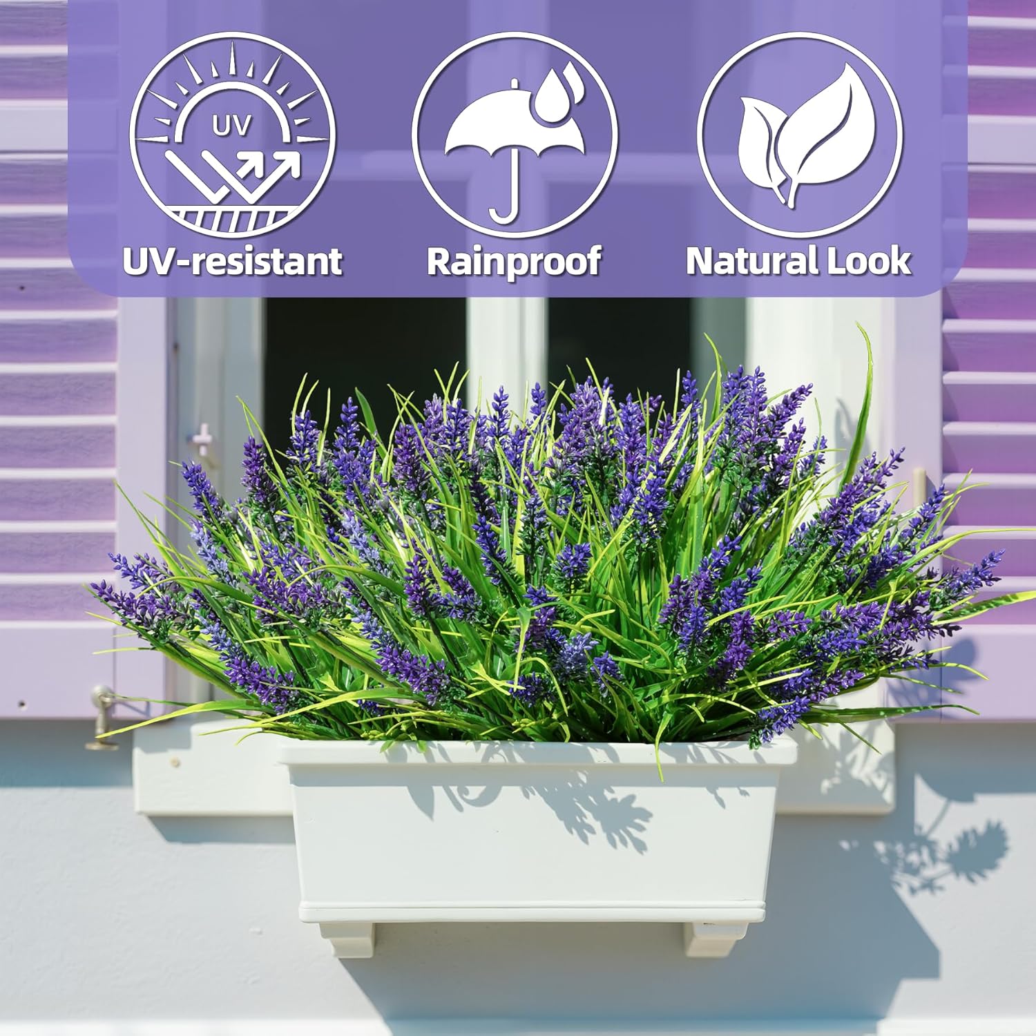 AENTGIU 12 Bundles Purple Artificial Plants for Outdoors, UV Resistant Fake Lavender Greenery Plants Grass with Flowers, No Fade Realistic Shrubs for Porch, Patio, Courtyard, Window, Garden - Image 4