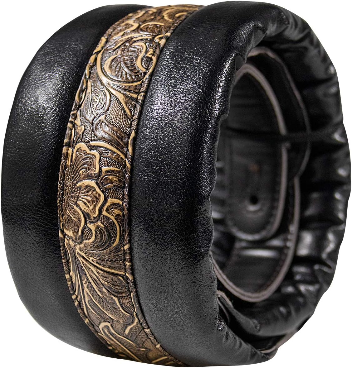 Surpop Neoprene Leather Guitar Strap 3.4'' With Carbon Buckle, Leather Top & Back Soft For Bass, Electric Acoustic Guitar